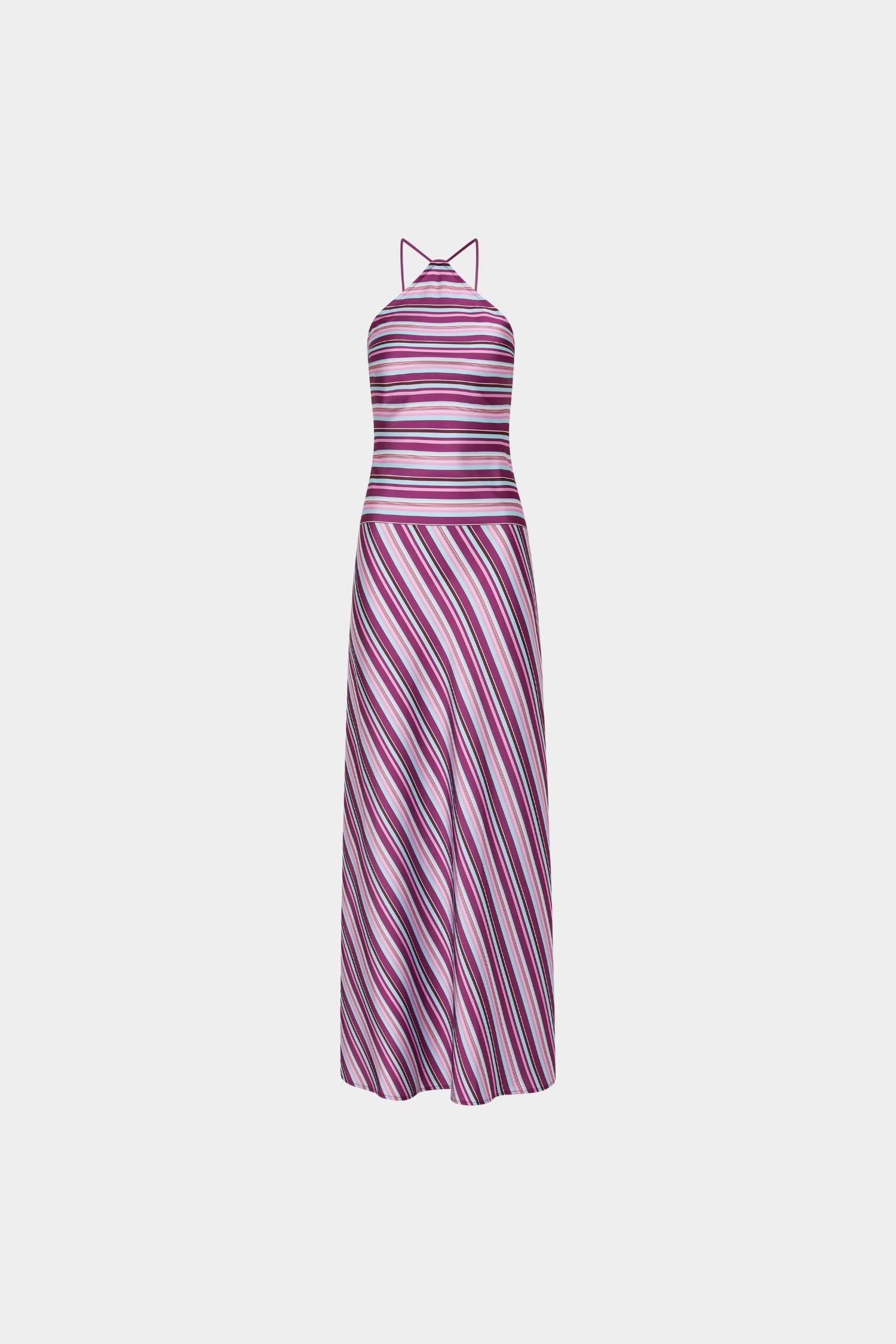Pre-order: Halter Maxi Dress | Violet Stripe