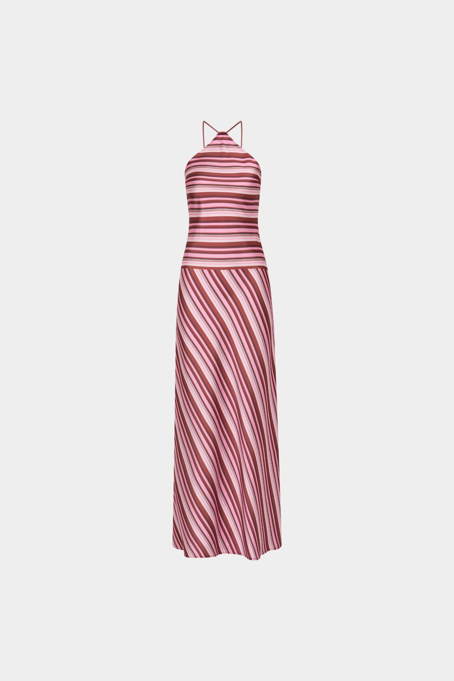 Pre-order: Halter Maxi Dress | Magenta Stripe