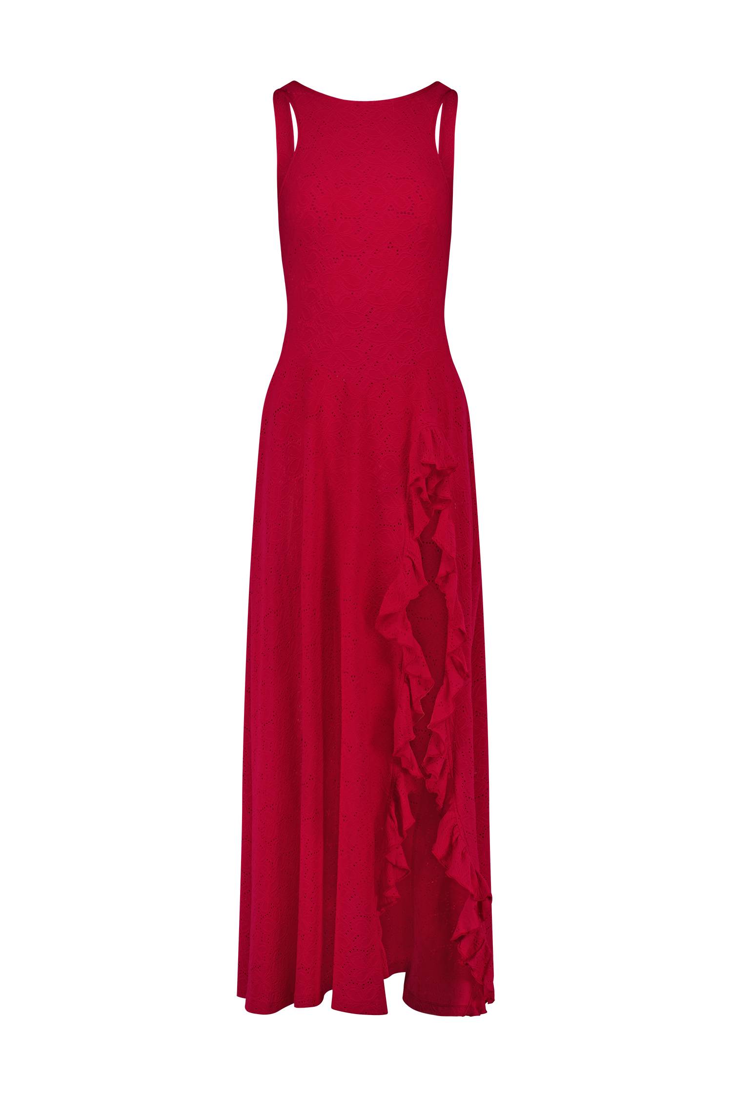 Ruffled Maxi Dress | Deep Red