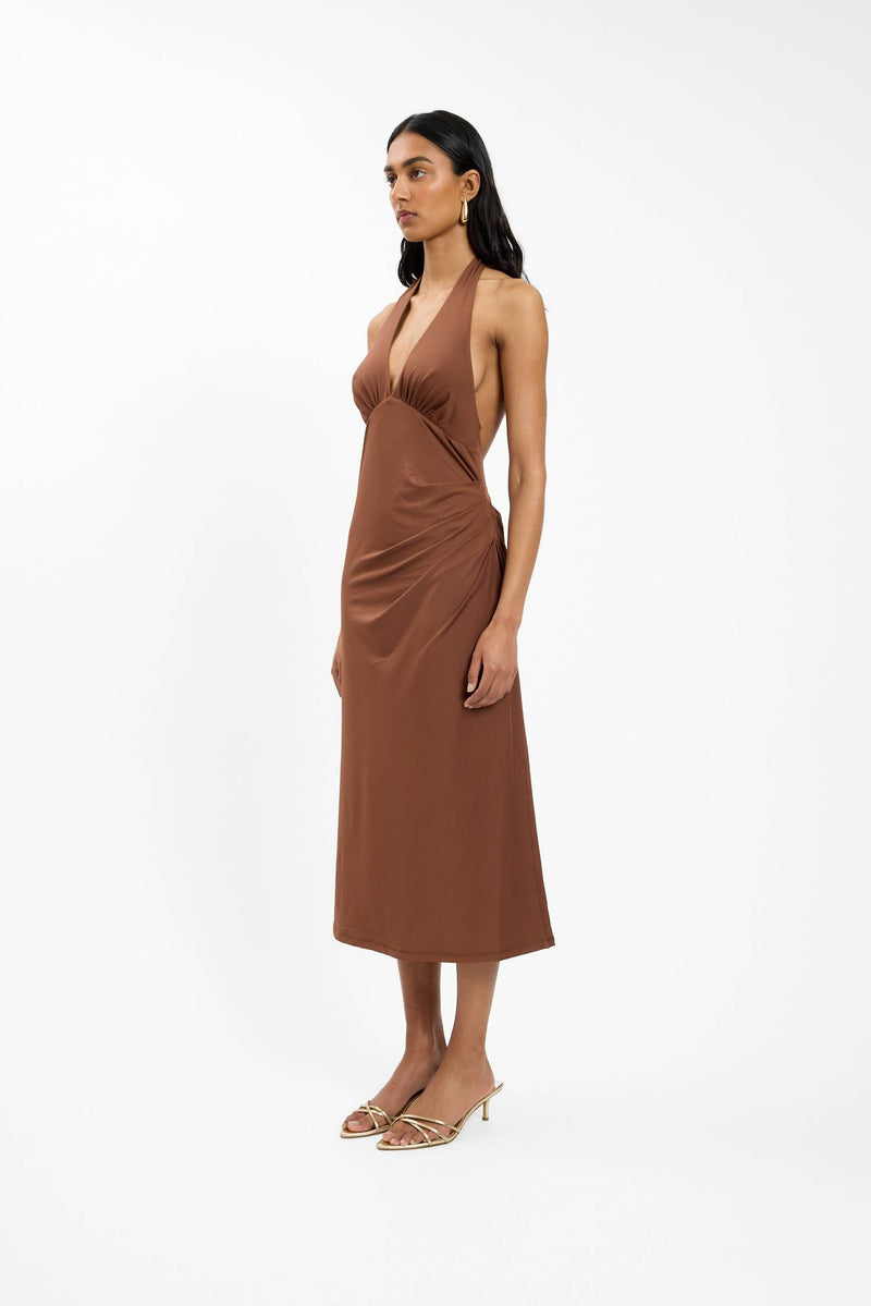 Pleated Backless Halter Dress | Cafe