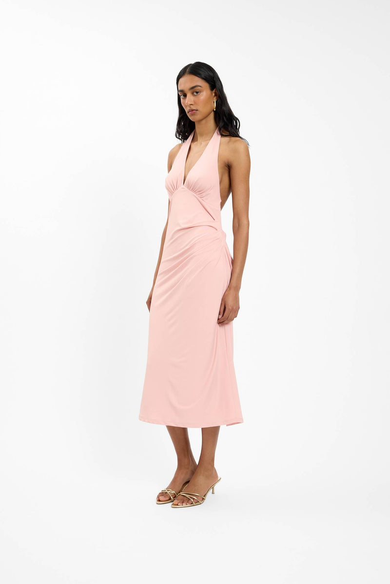 Pleated Backless Halter Dress | Musk