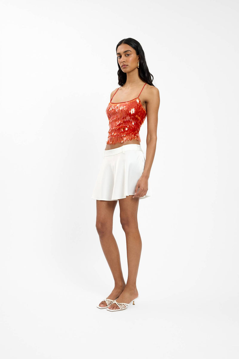 Bias Mini Skirt | Ivory Satin