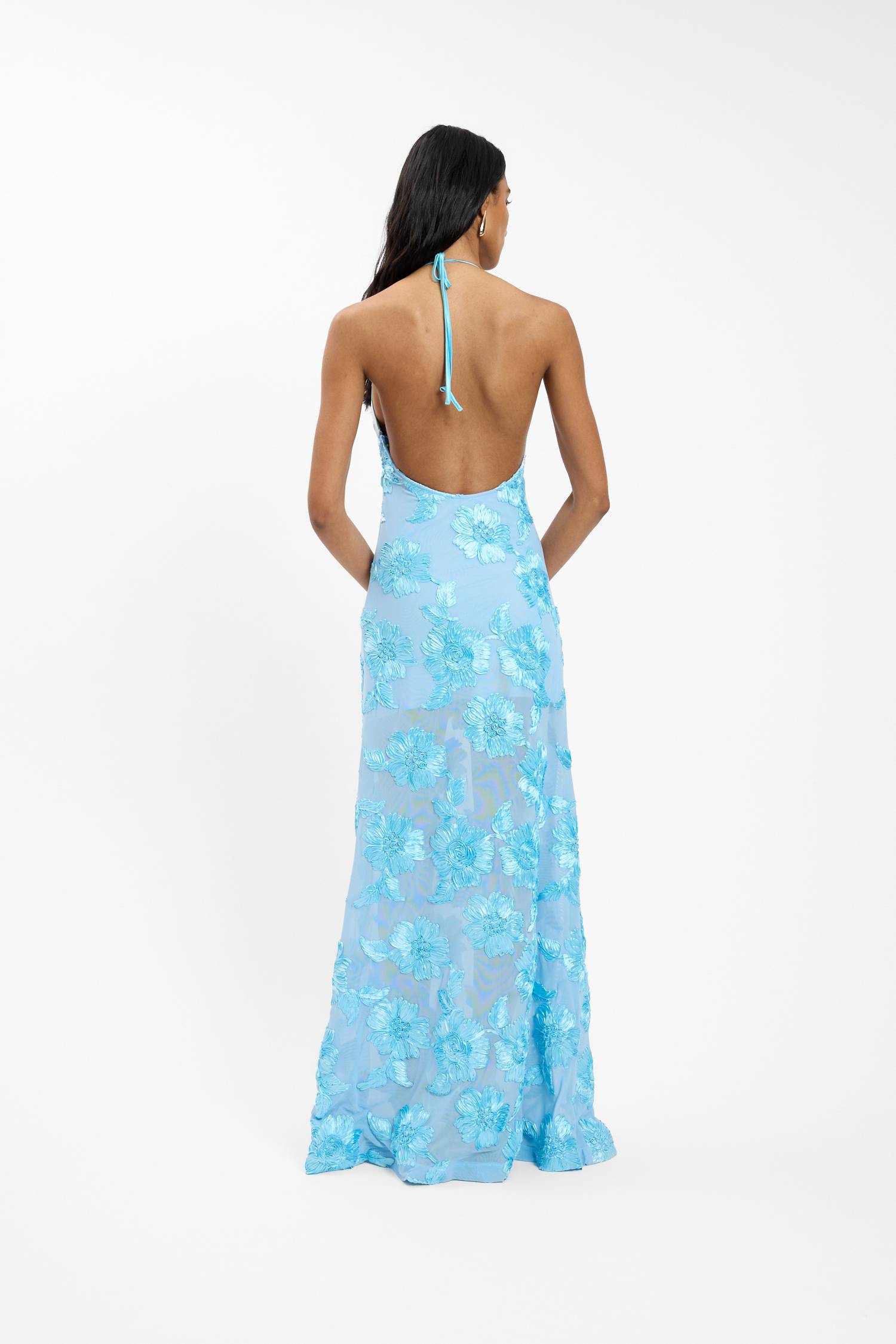Embellished Backless Maxi Dress | Baby Blue  WITH HARPER LU