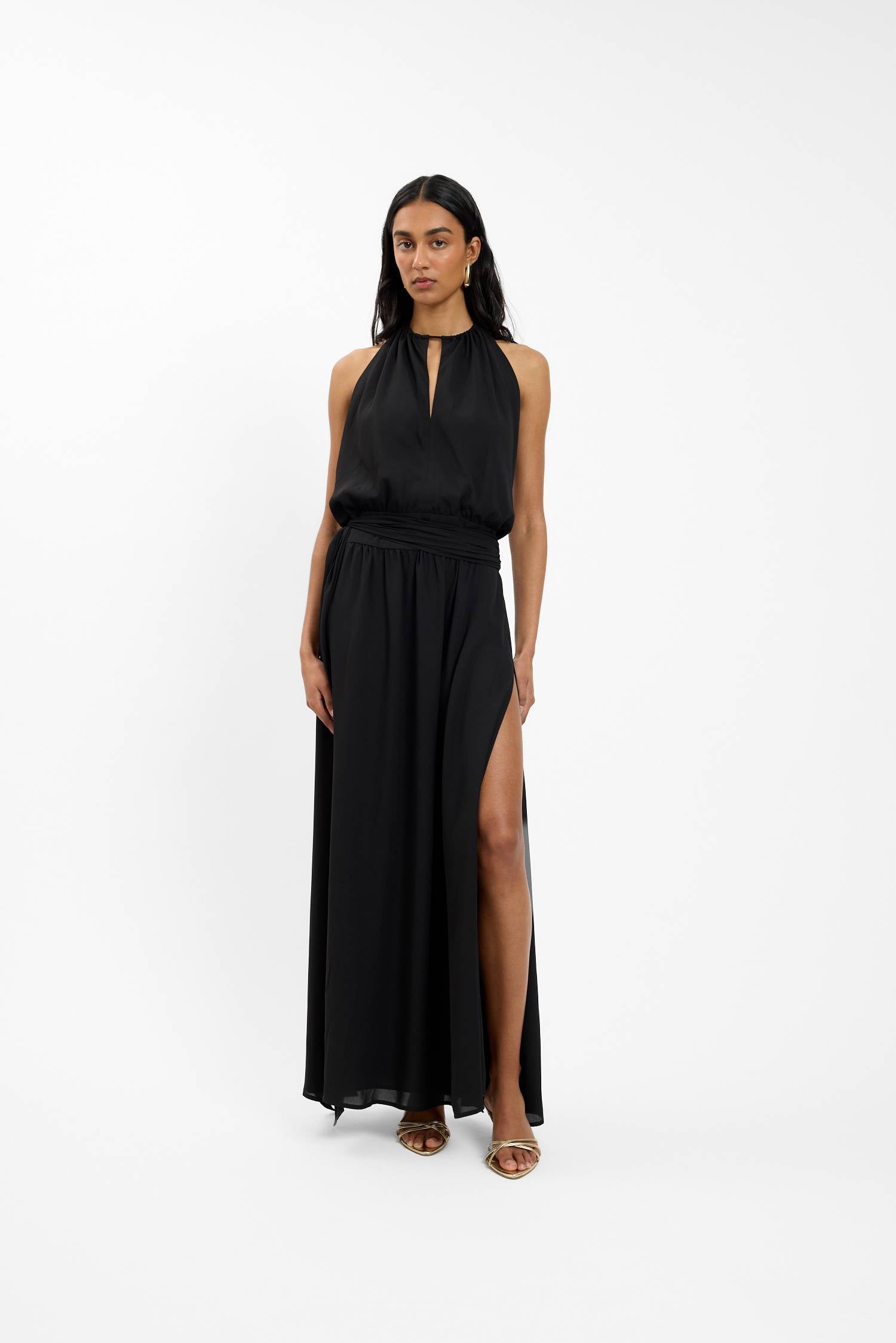 harper draped maxi dress Draped Backless Gown