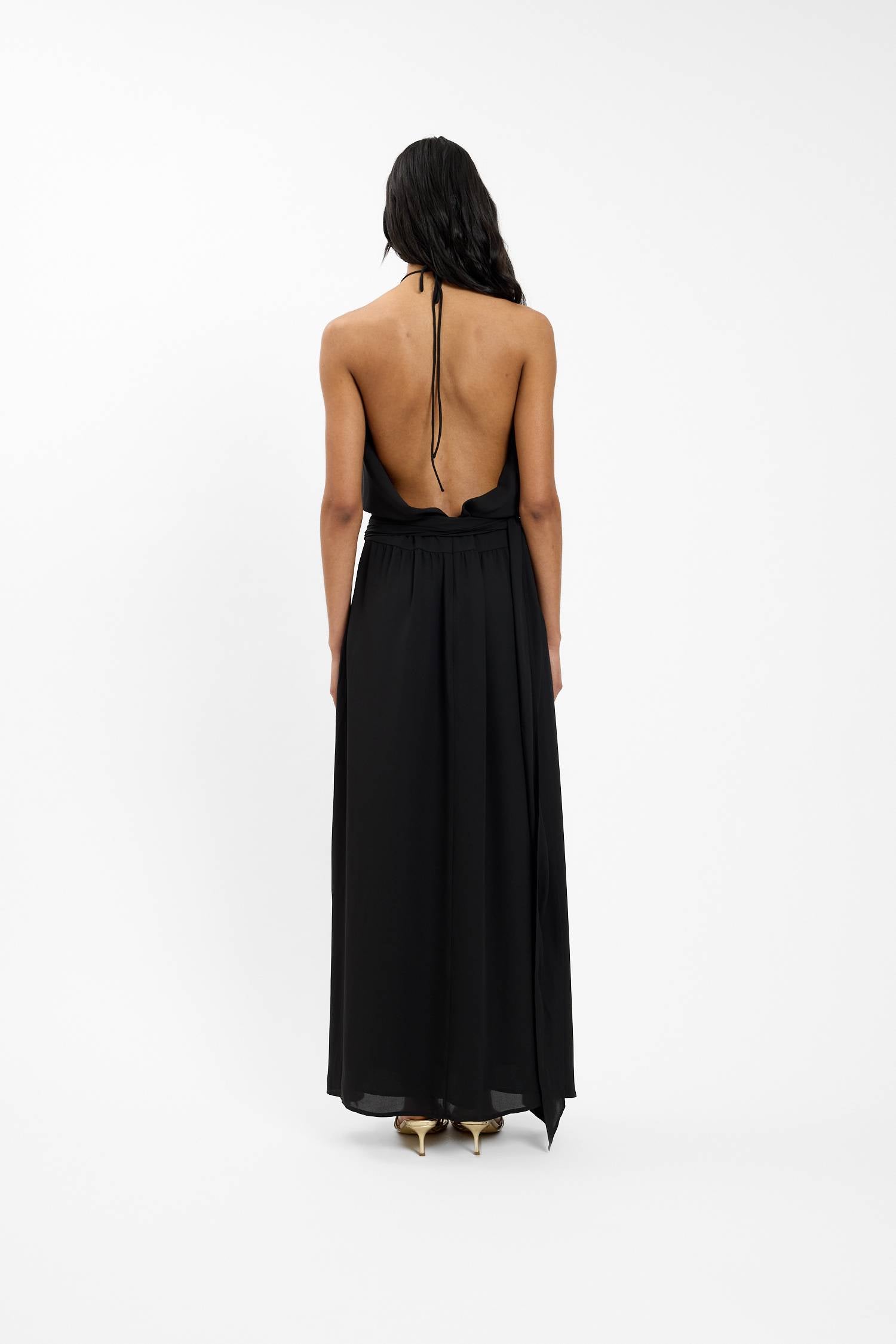 Draped Backless Gown | Black WITH HARPER LU Draped Backless Gown | Black WITH HARPER LU