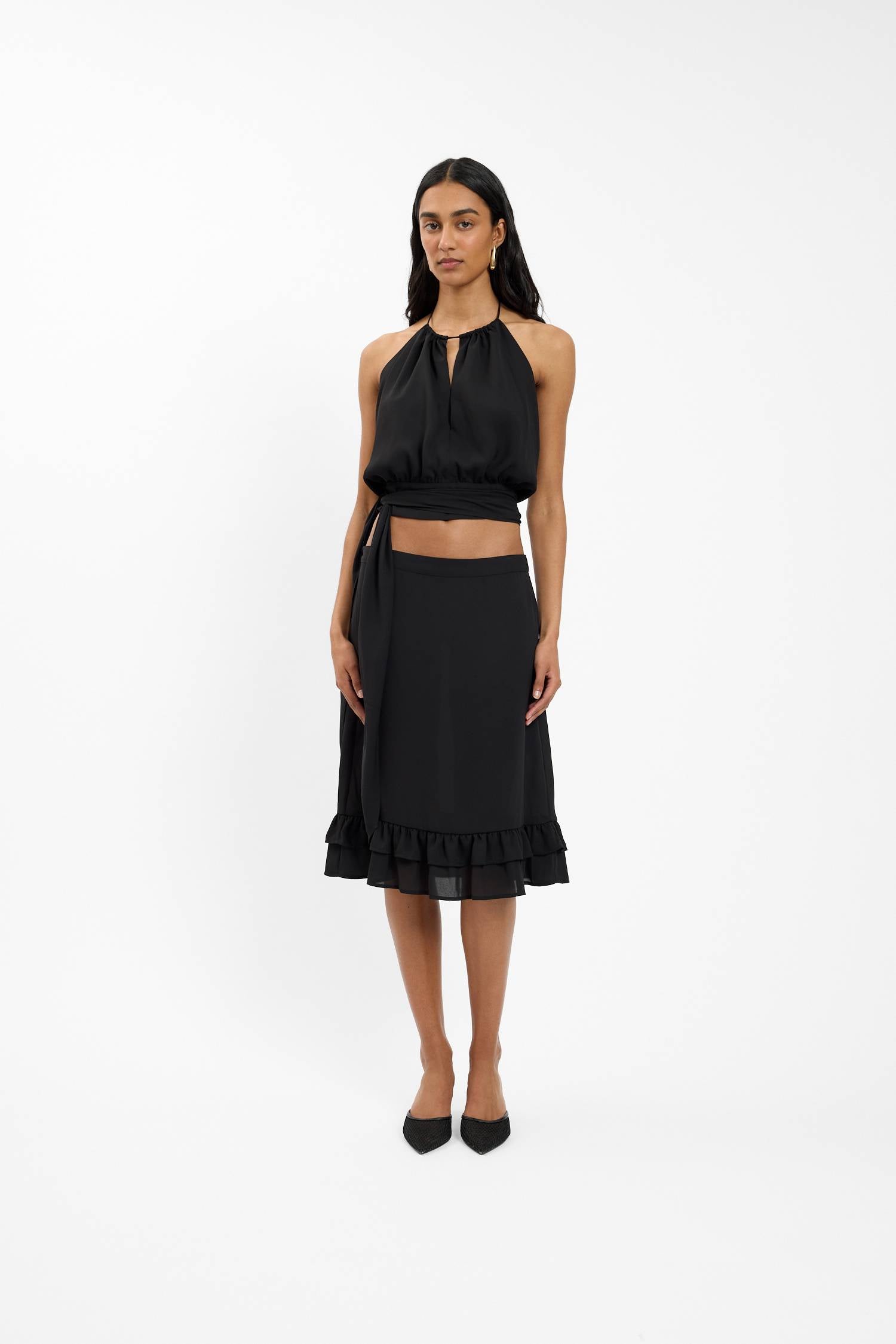 Frill Midi Skirt | Black – WITH HARPER LU