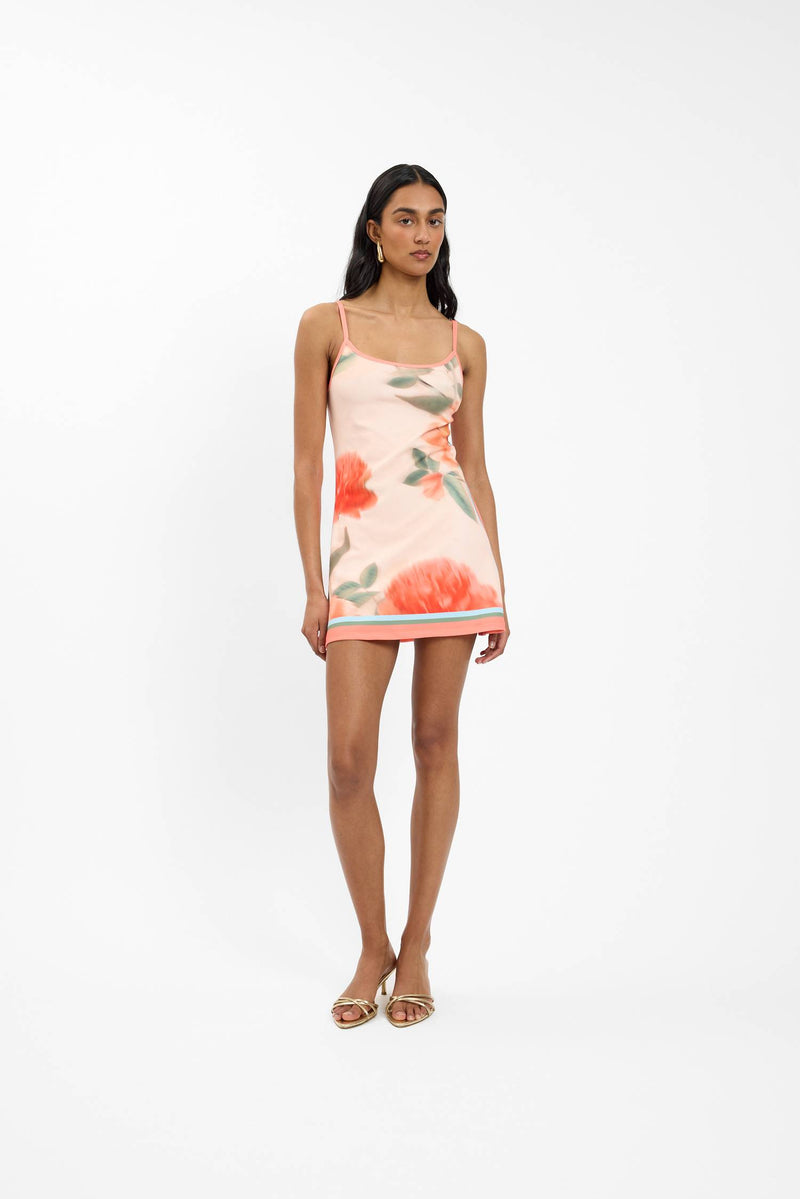 Fitted Mini Dress | Peach Floral