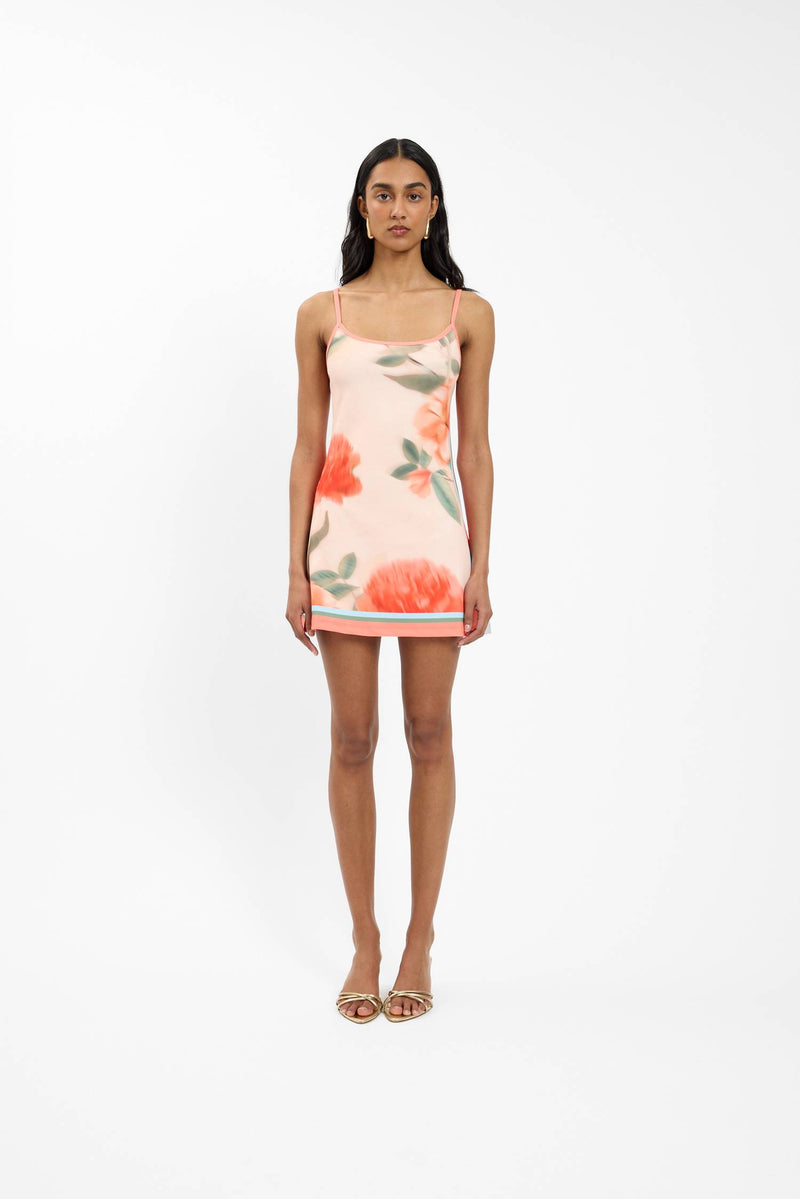 Fitted Mini Dress | Peach Floral
