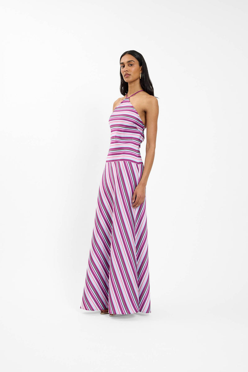 Pre-order: Halter Maxi Dress | Violet Stripe