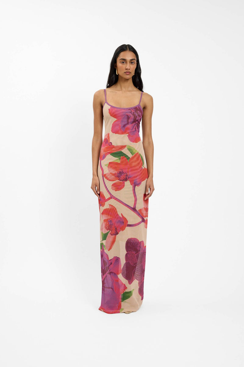 Slip Dress | Mesh Fuchsia Bloom