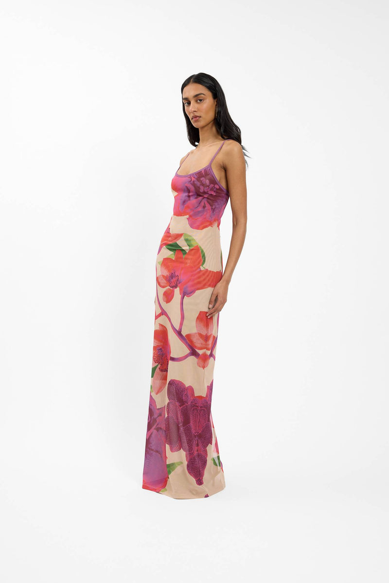 Slip Dress | Mesh Fuchsia Bloom