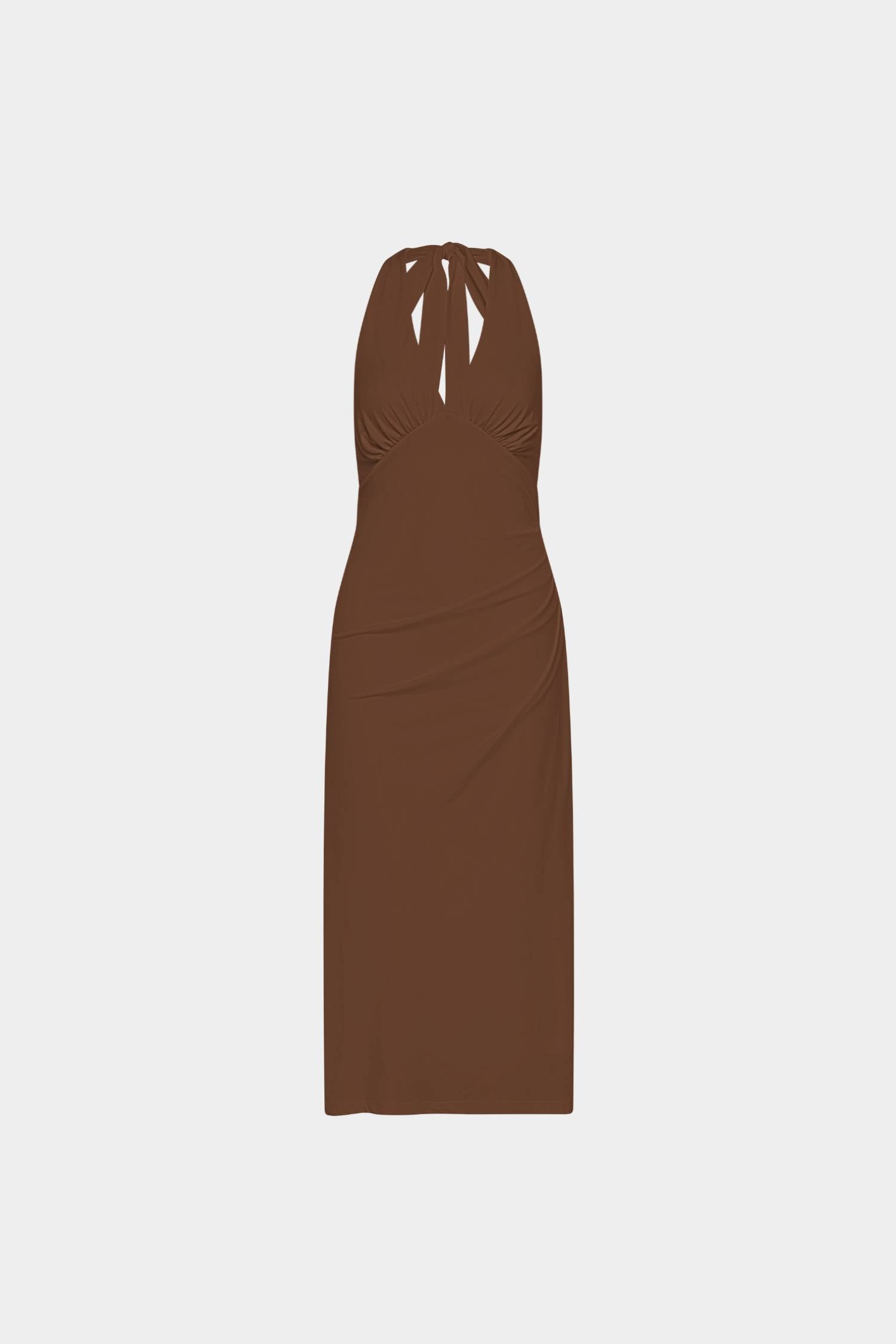 Pleated Backless Halter Dress | Cafe