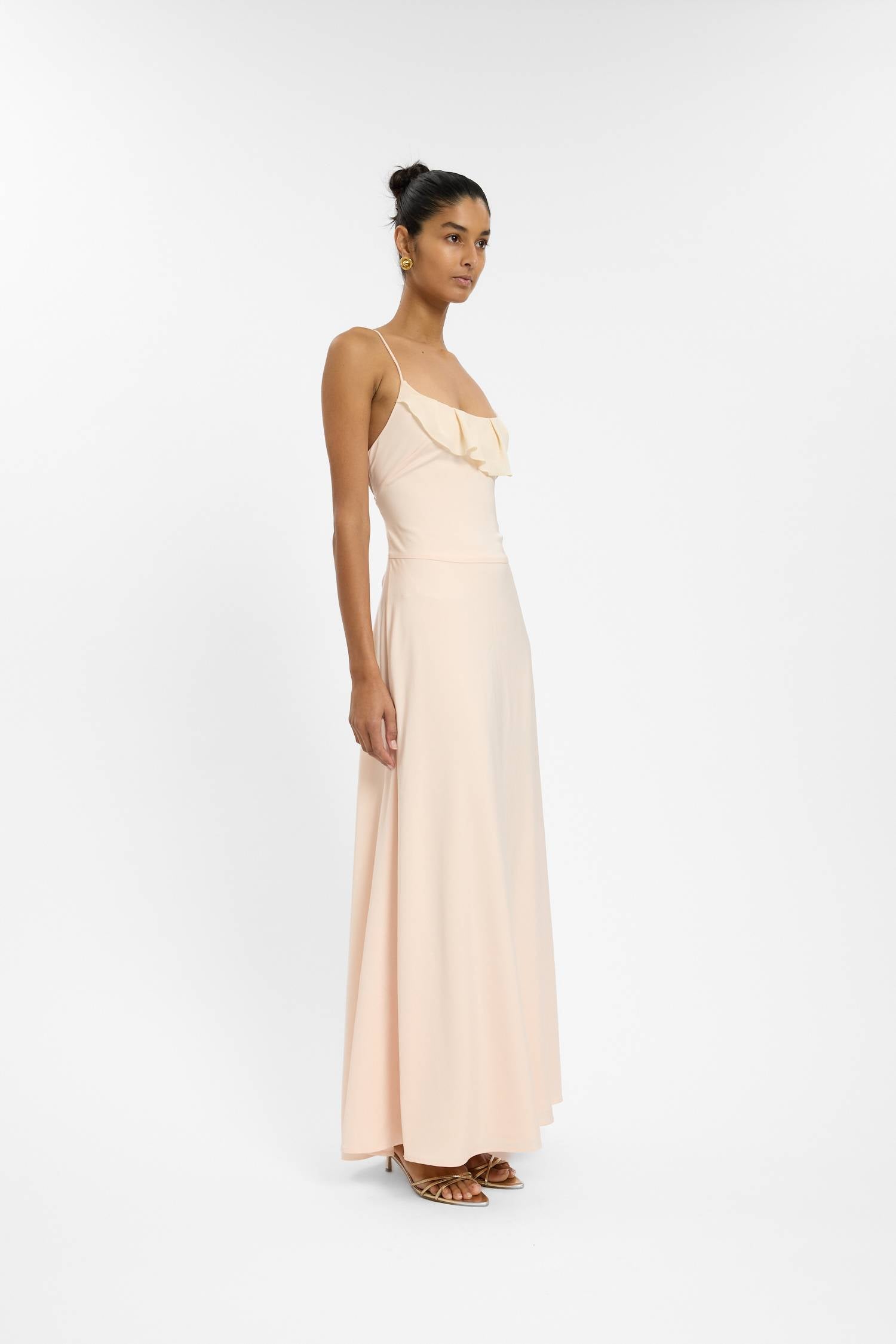 Frill Backless Maxi Dress | Blush Satin