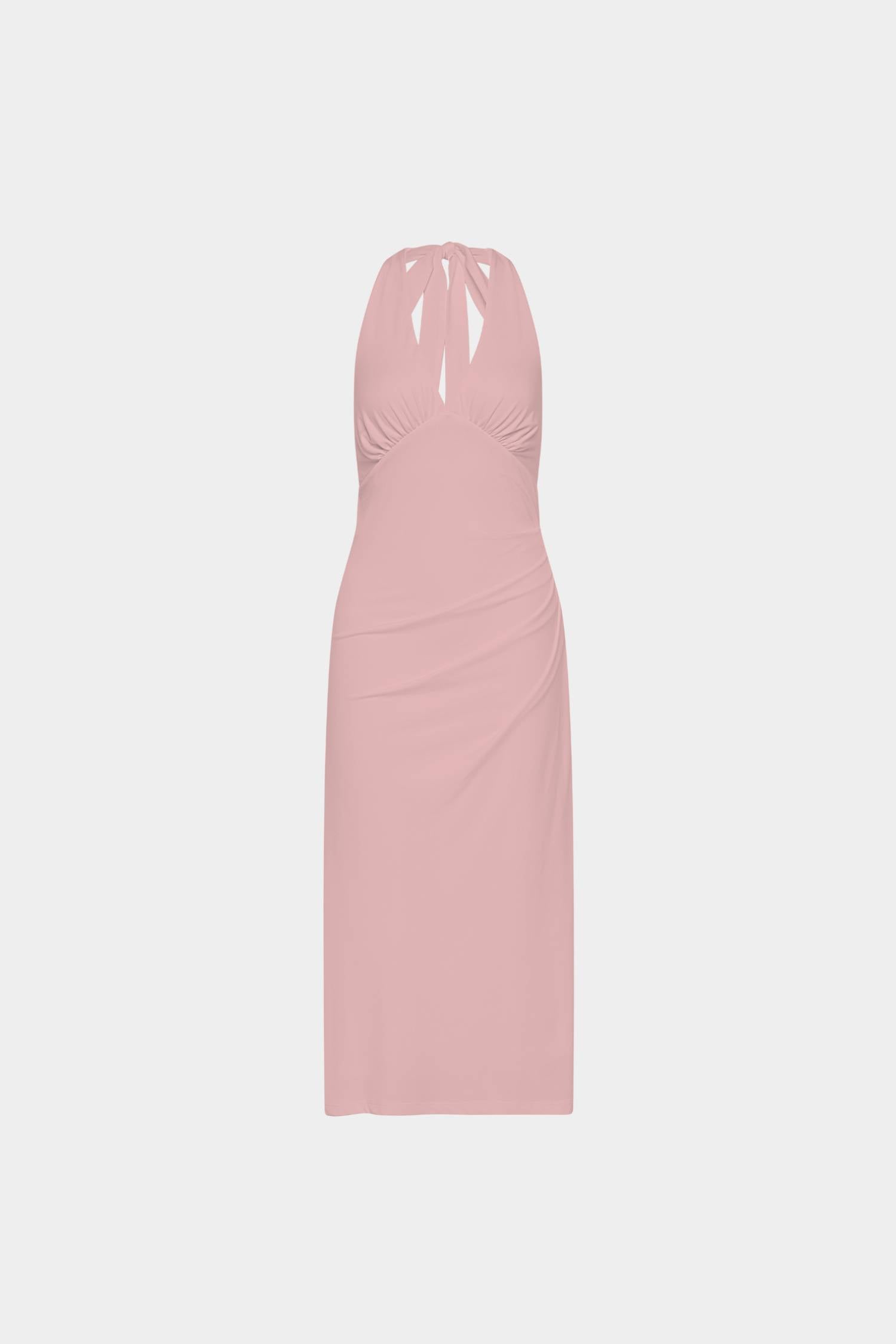 Pleated Backless Halter Dress | Musk