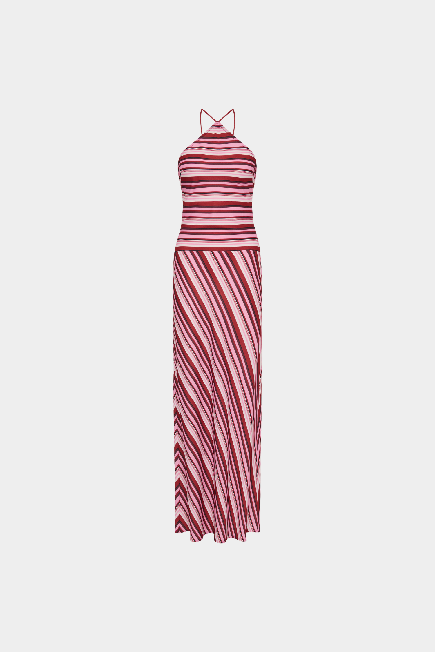 Halter Maxi Dress | Magenta Stripe