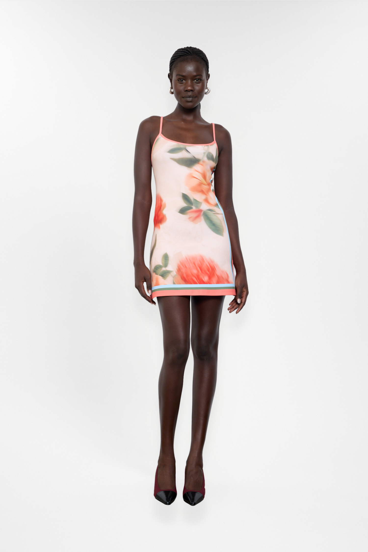 Fitted Mini Dress | Peach Floral