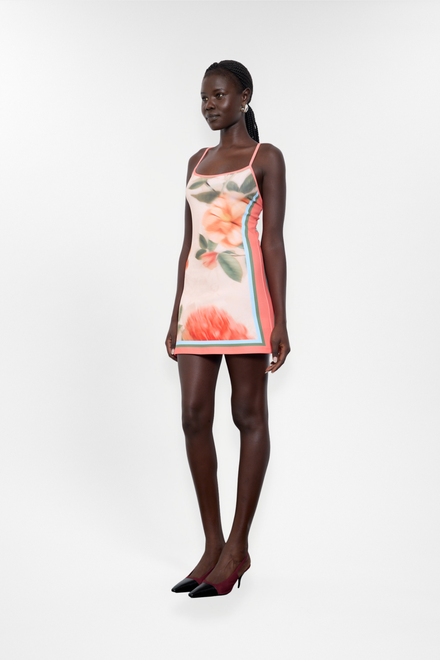 Fitted Mini Dress | Peach Floral