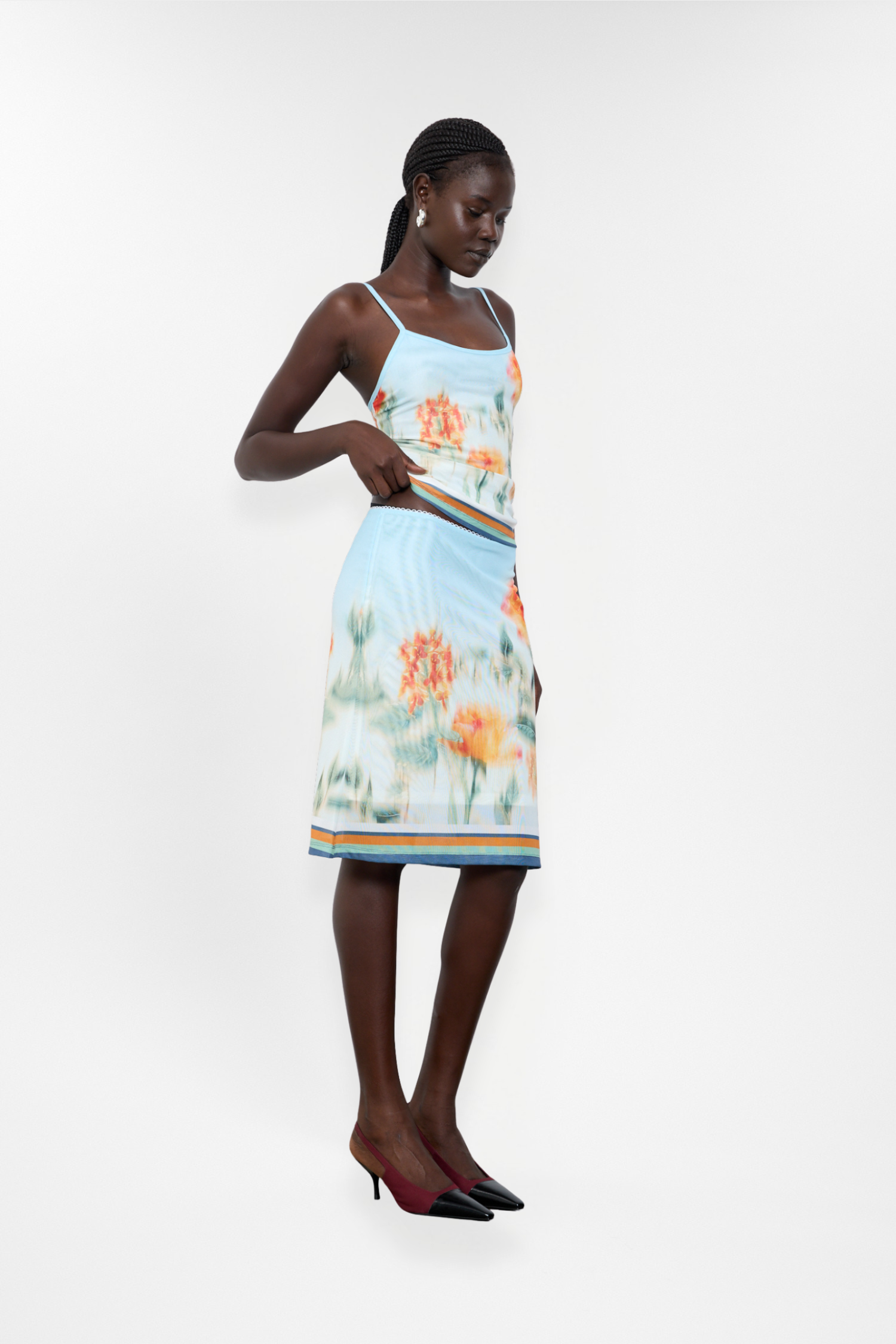 Midi Skirt | Mesh Baby Blue