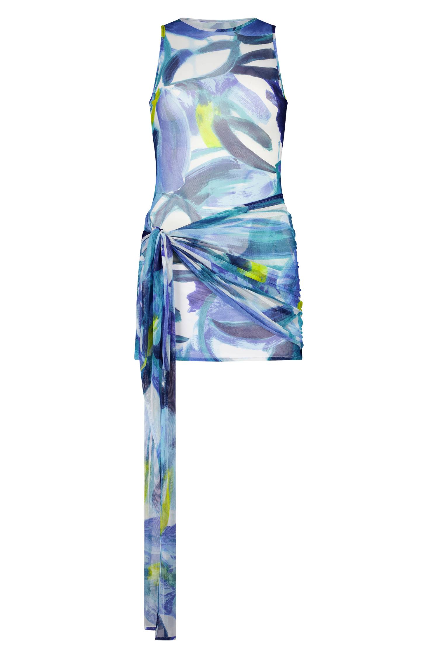 Wrap Mini Mesh Dress | Watercolour