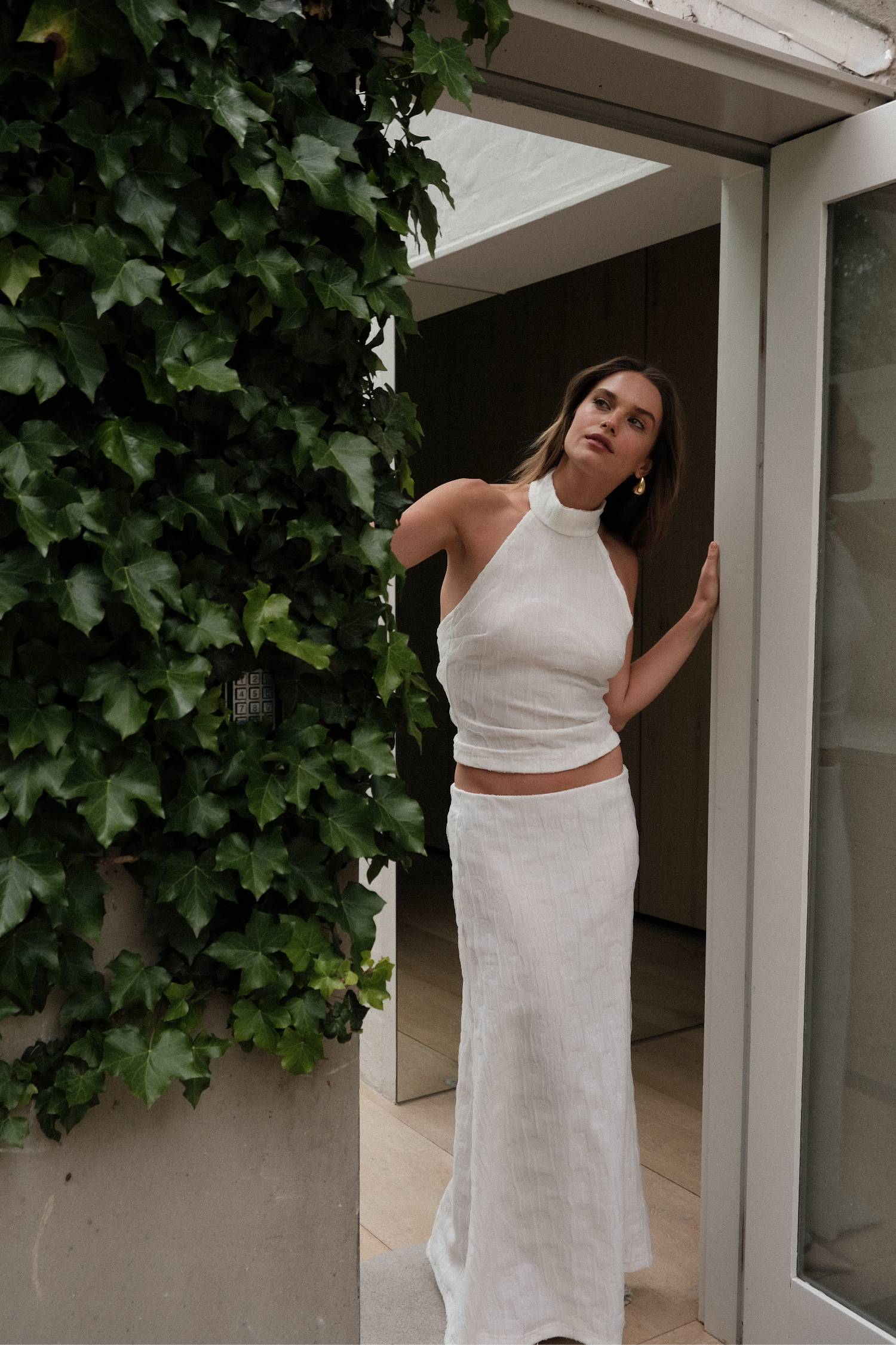 Textured Maxi Skirt | White