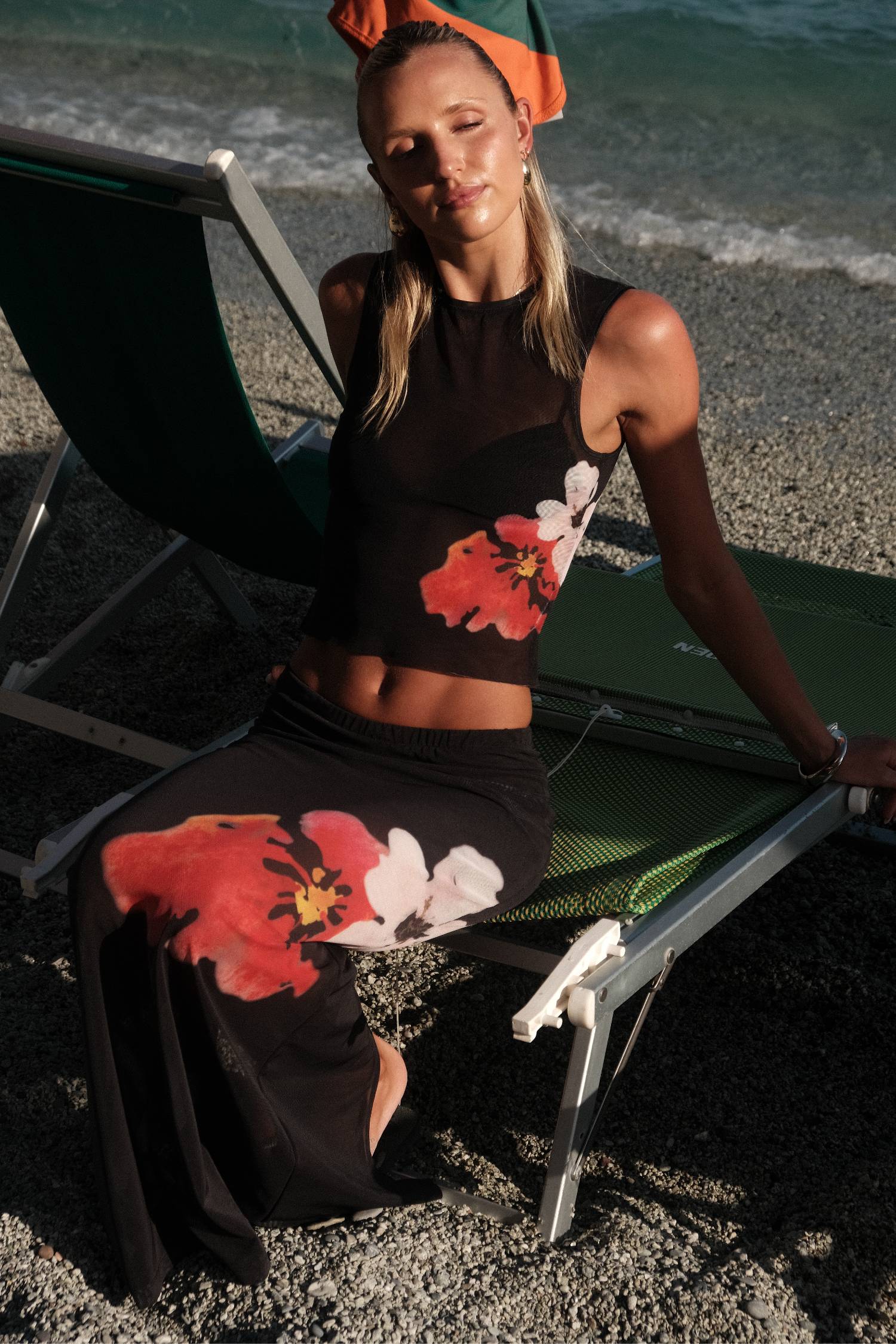 Mesh Maxi Skirt | Black Floral