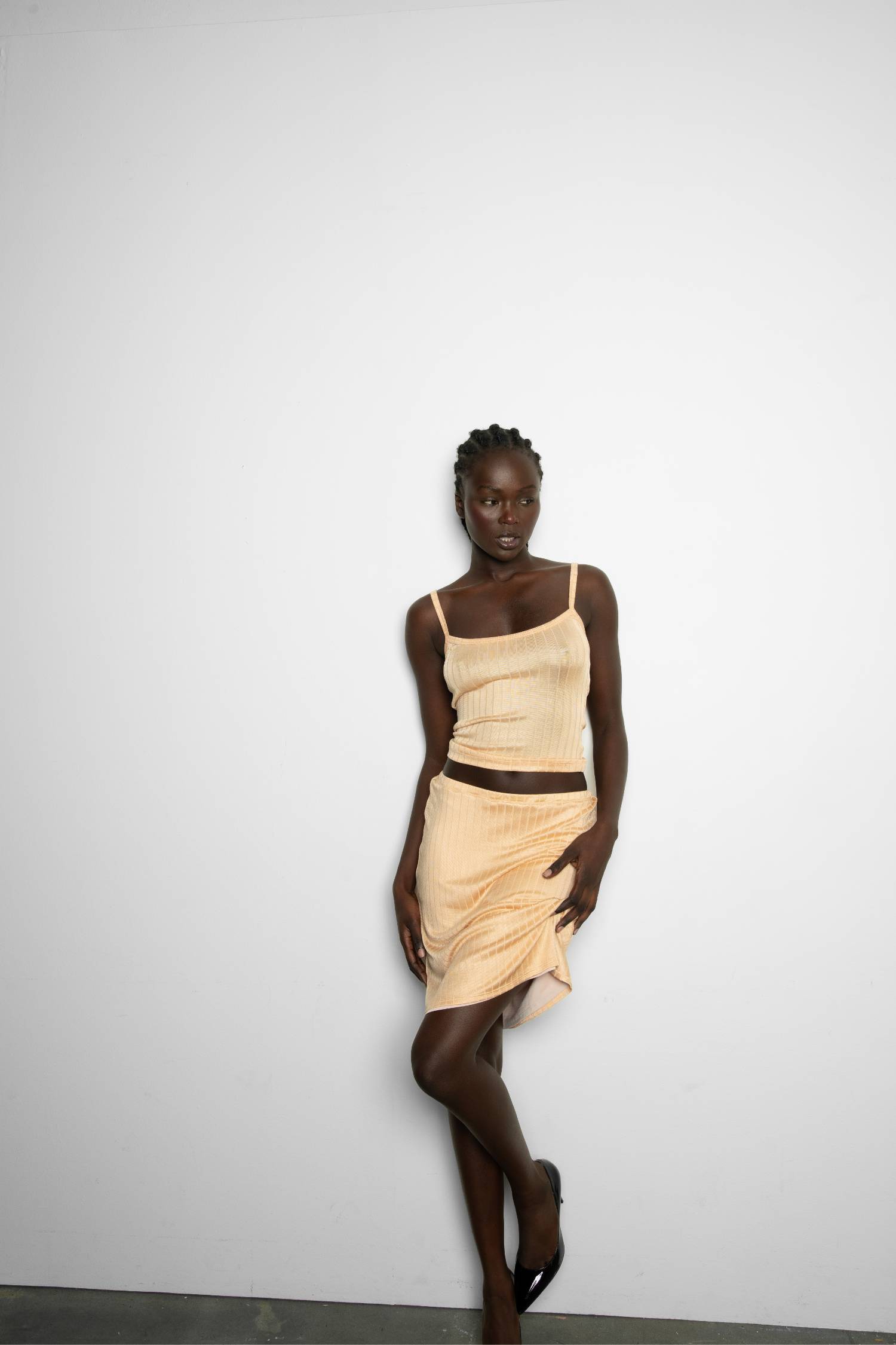 Midi Skirt | Ribbed Apricot