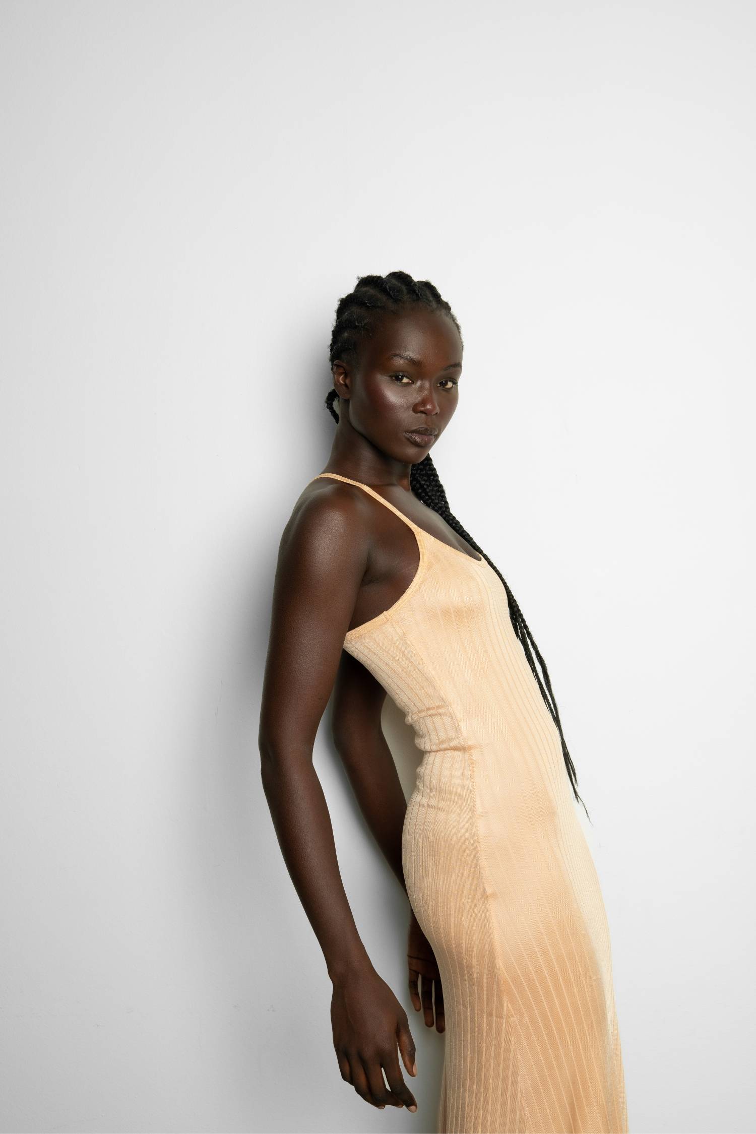 Racer Slip Dress | Ribbed Apricot