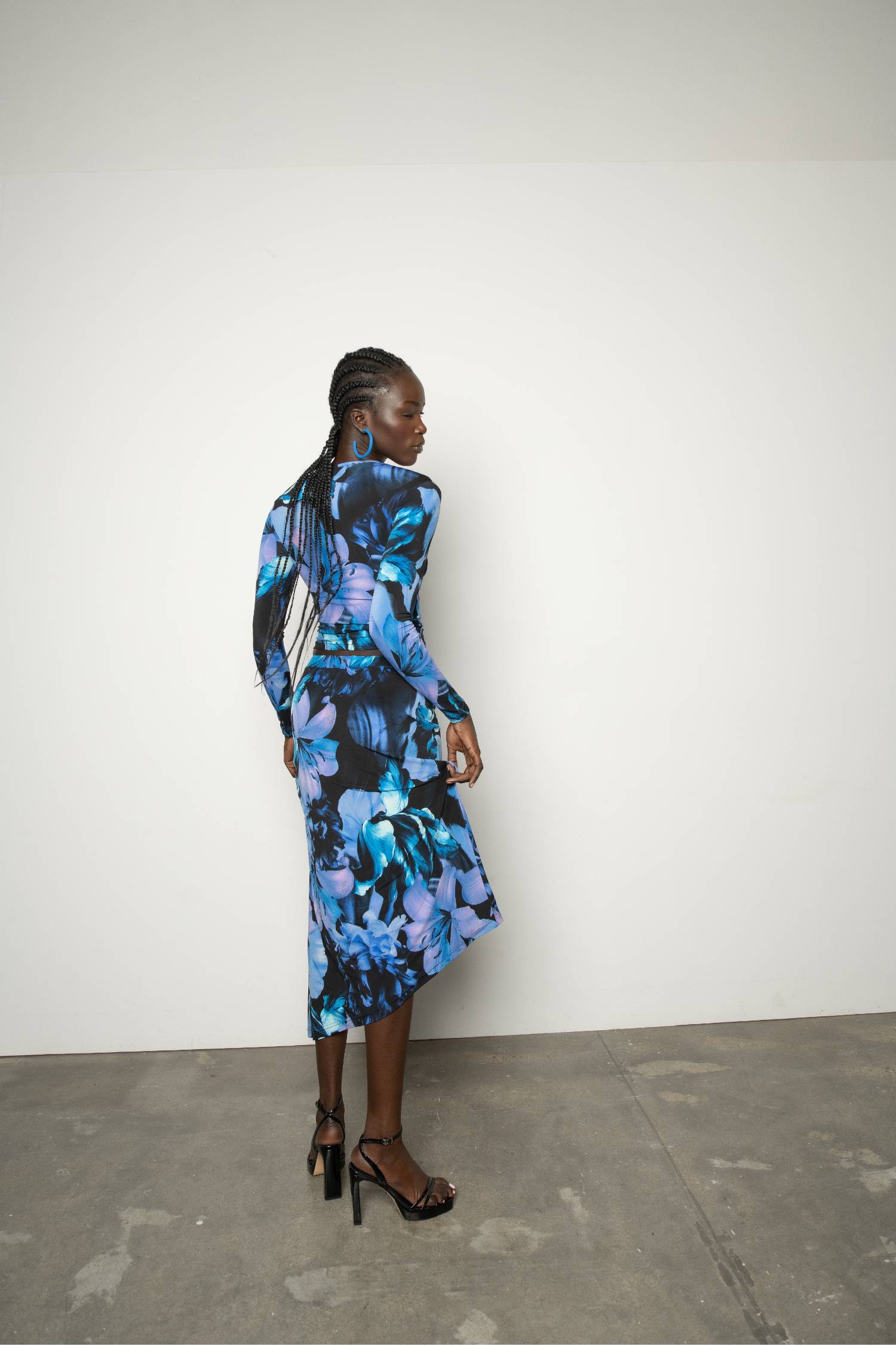 Asymmetric Maxi Skirt | Sapphire Floral