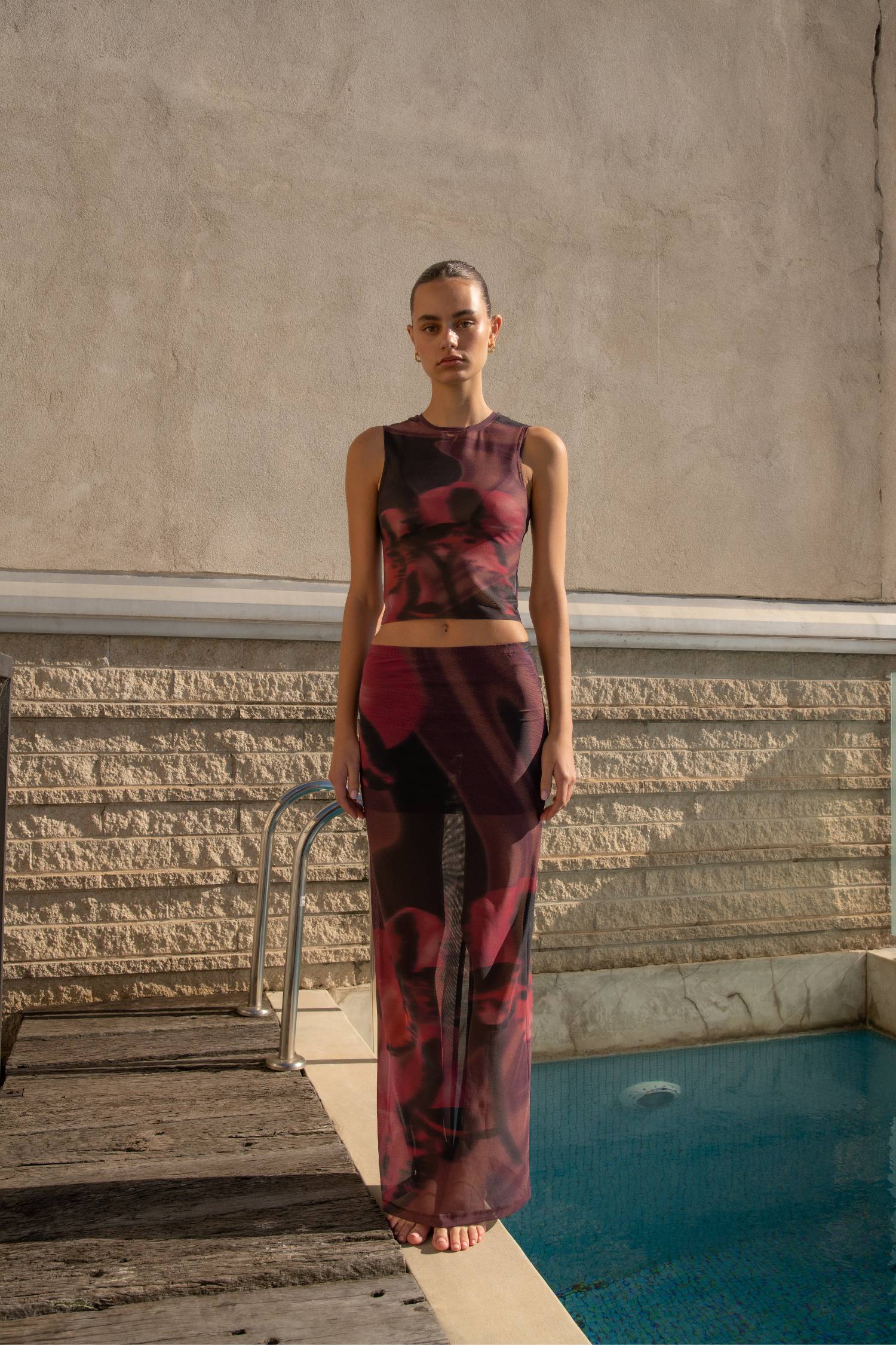 Mesh Maxi Skirt | Deep Orchid