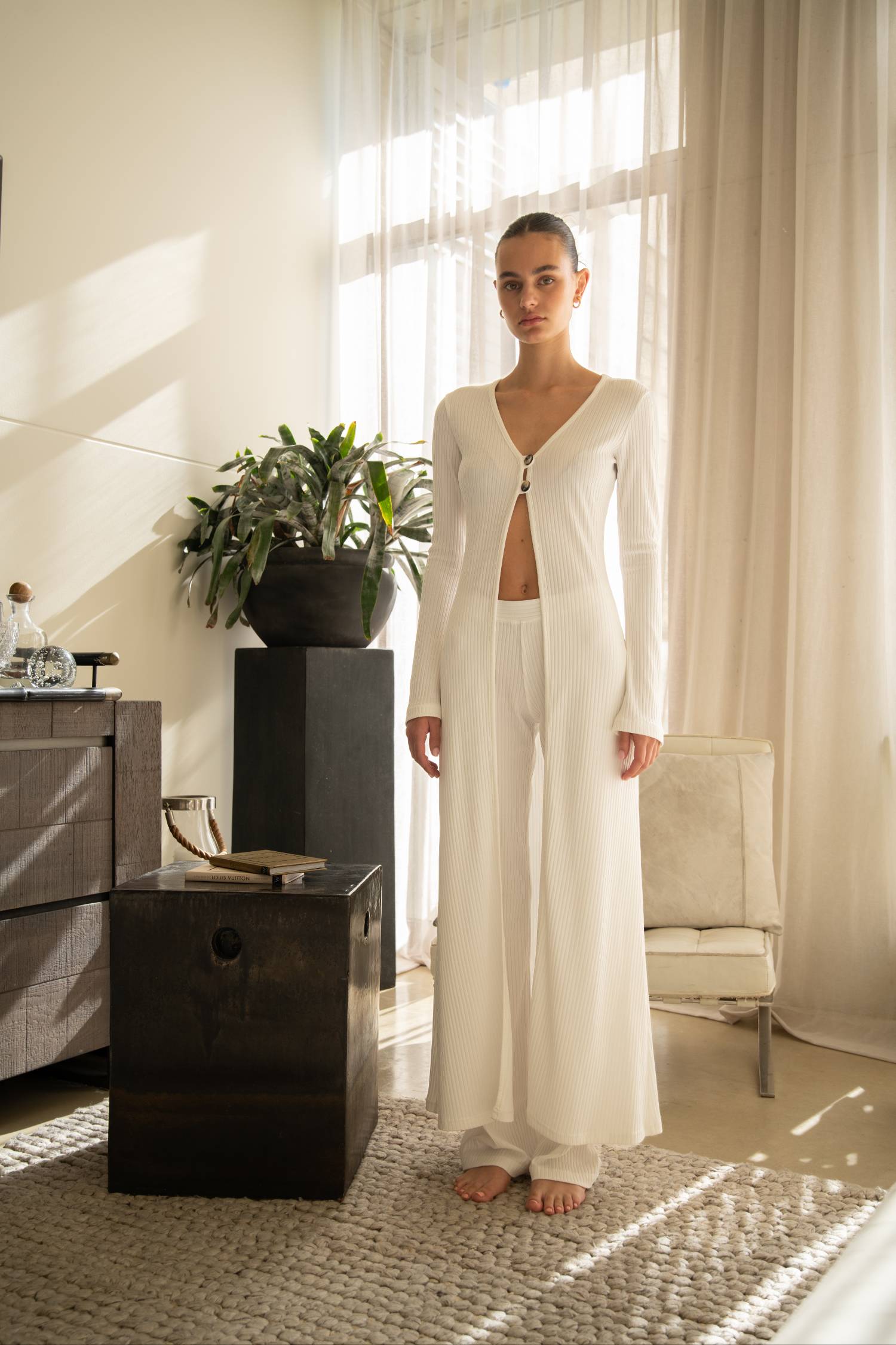 Ribbed Cardigan | Ivory