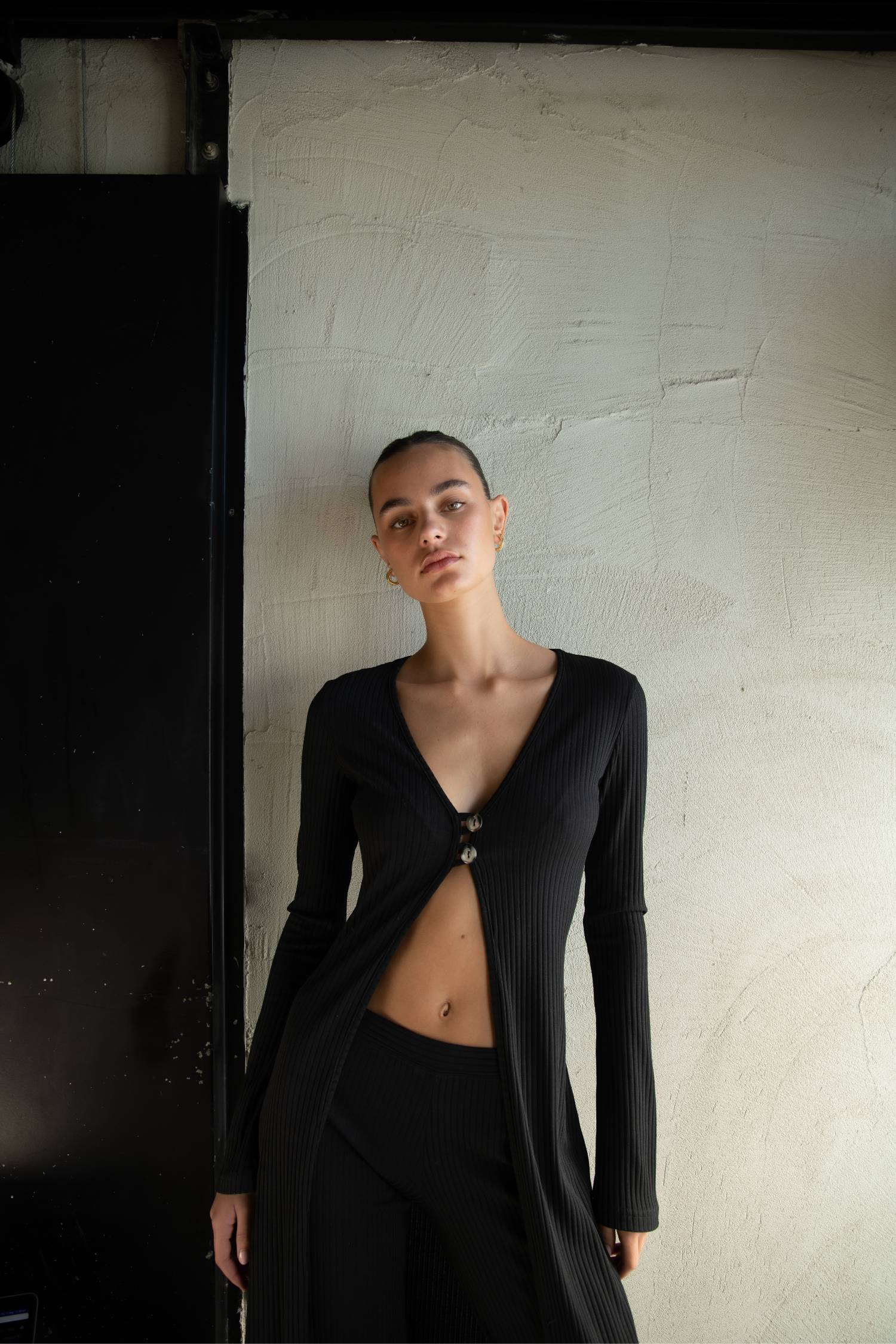Ribbed Cardigan | Black