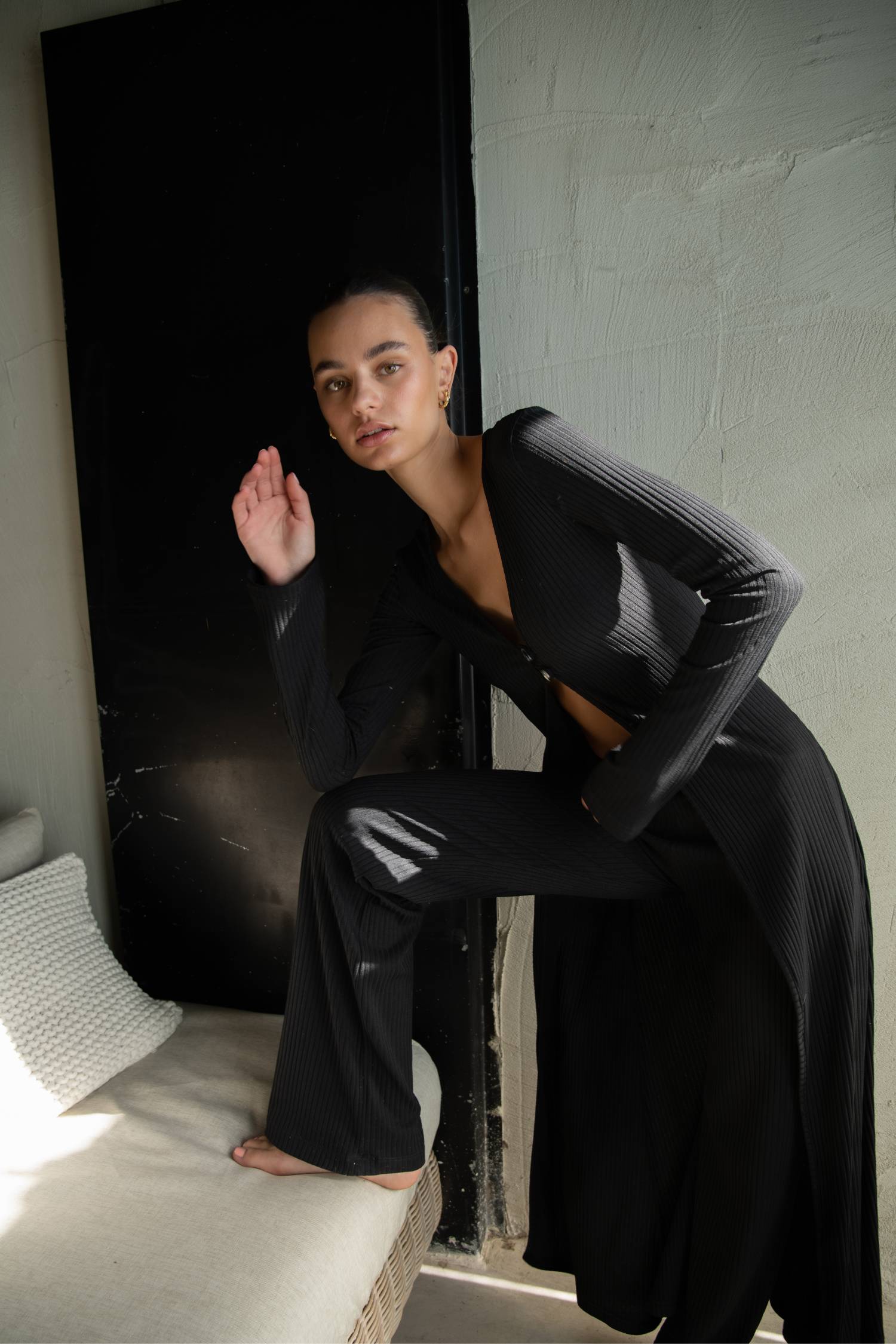 Ribbed Cardigan | Black