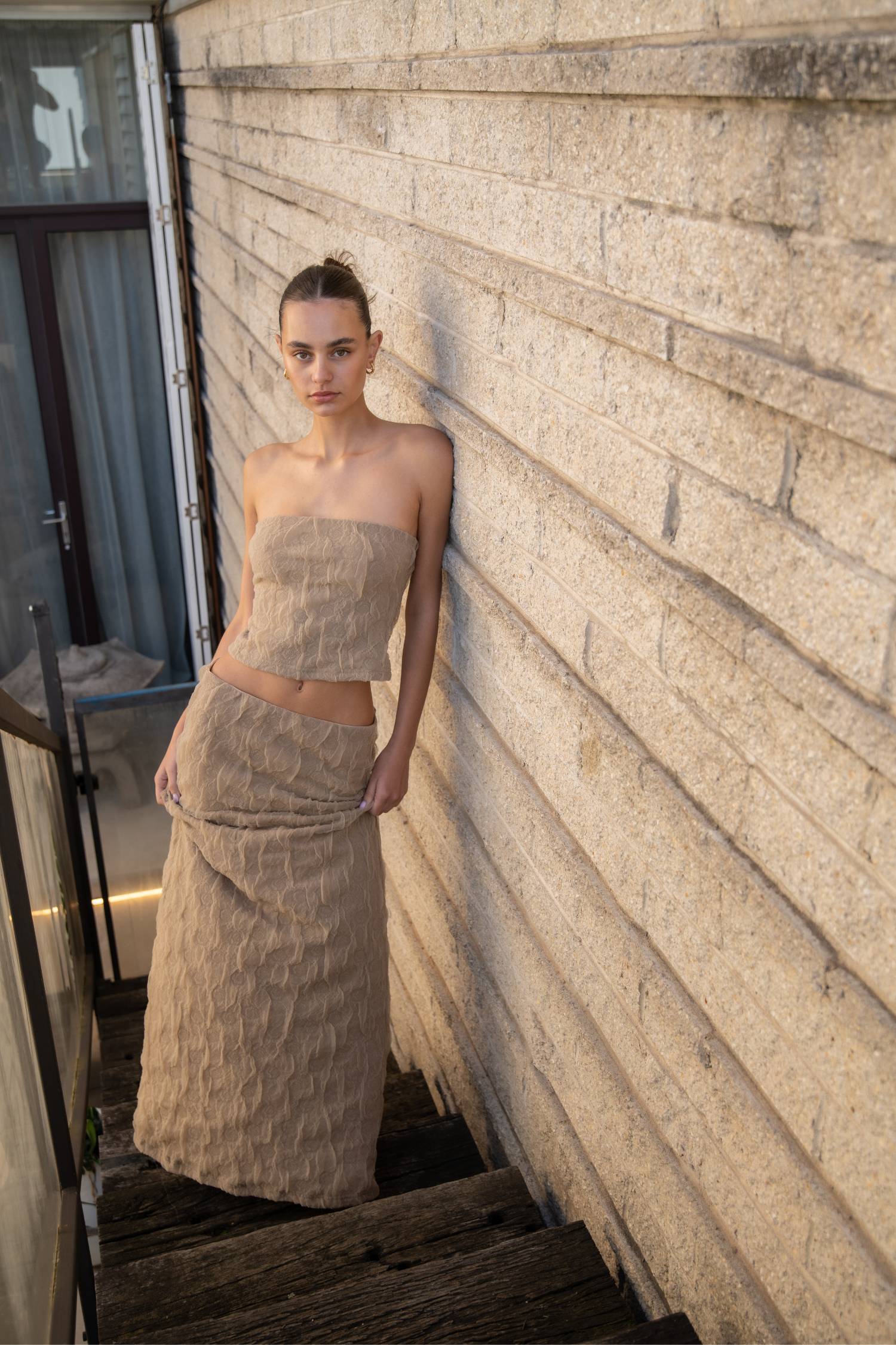 Textured Maxi Skirt | Sand