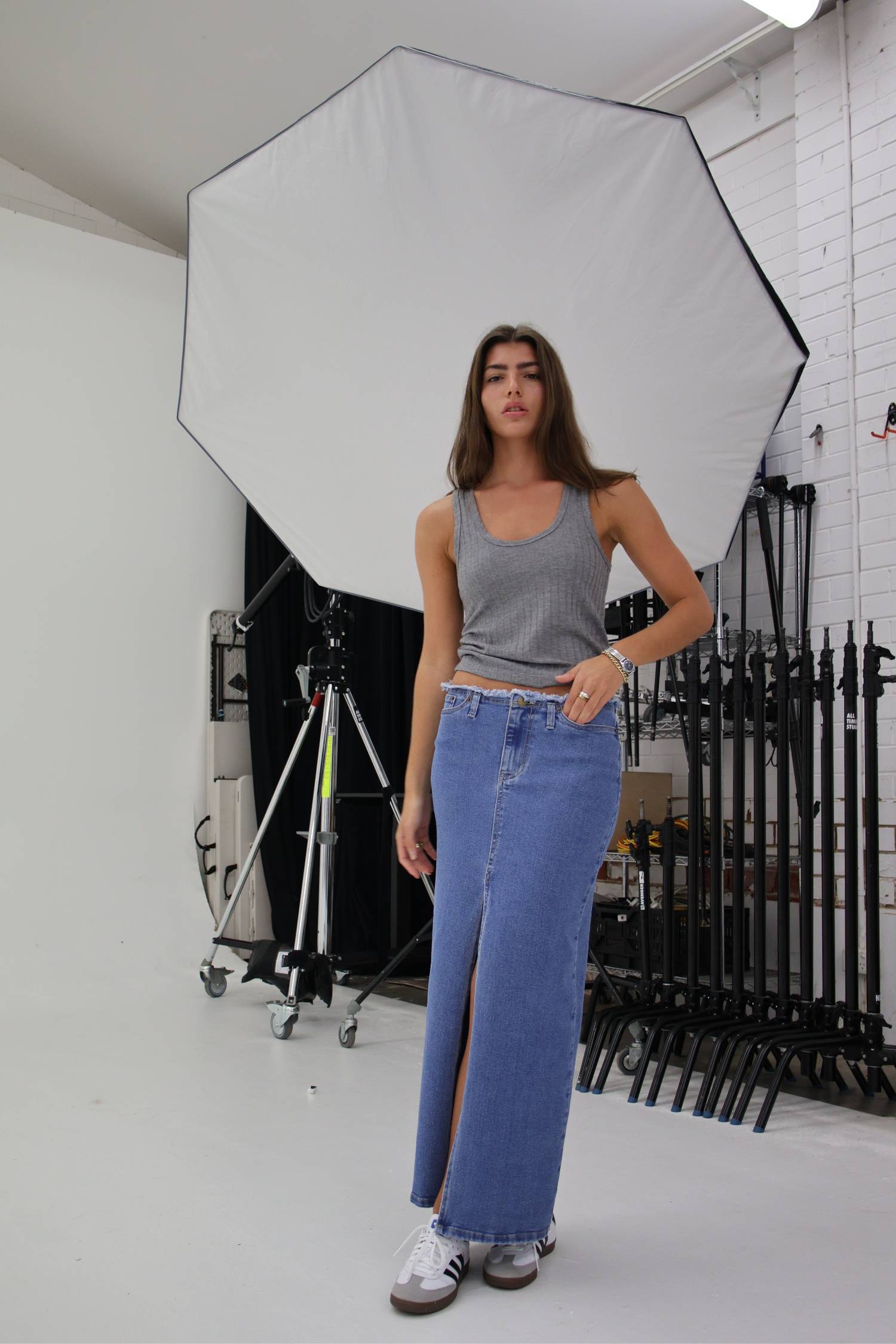 Denim Maxi Skirt | Stone Washed