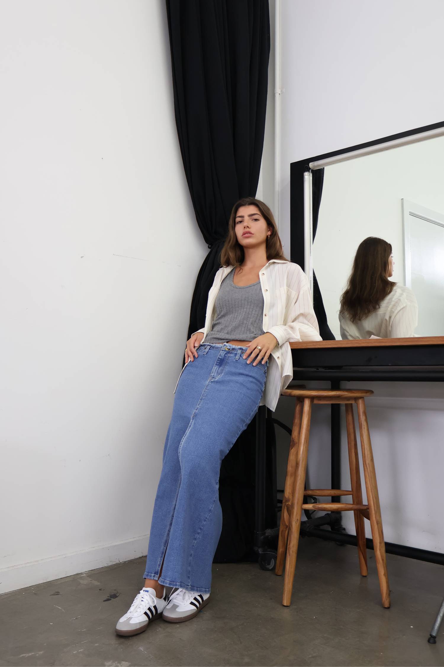 Denim Maxi Skirt | Stone Washed