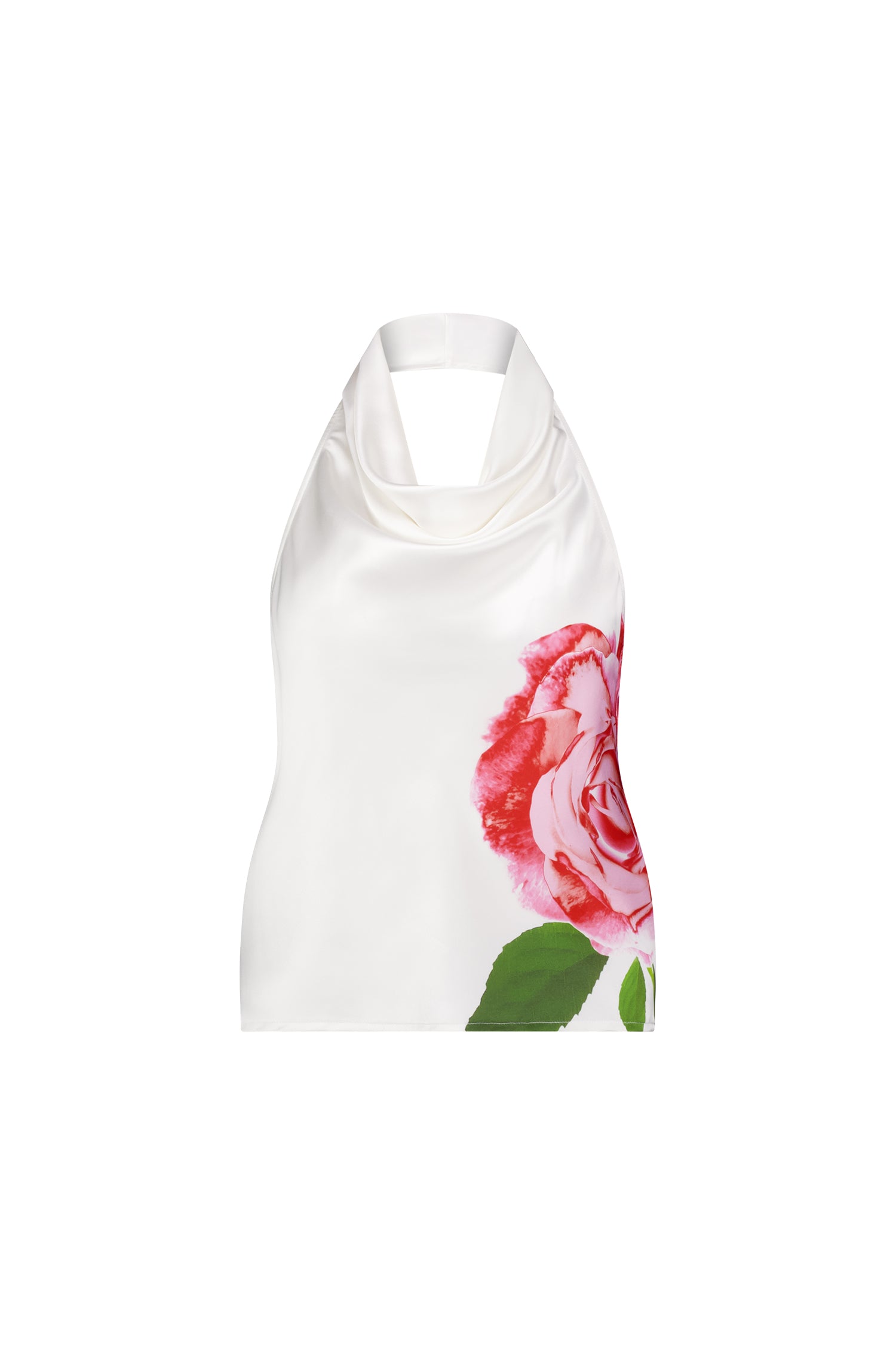 Satin Cowl Top | White Rose