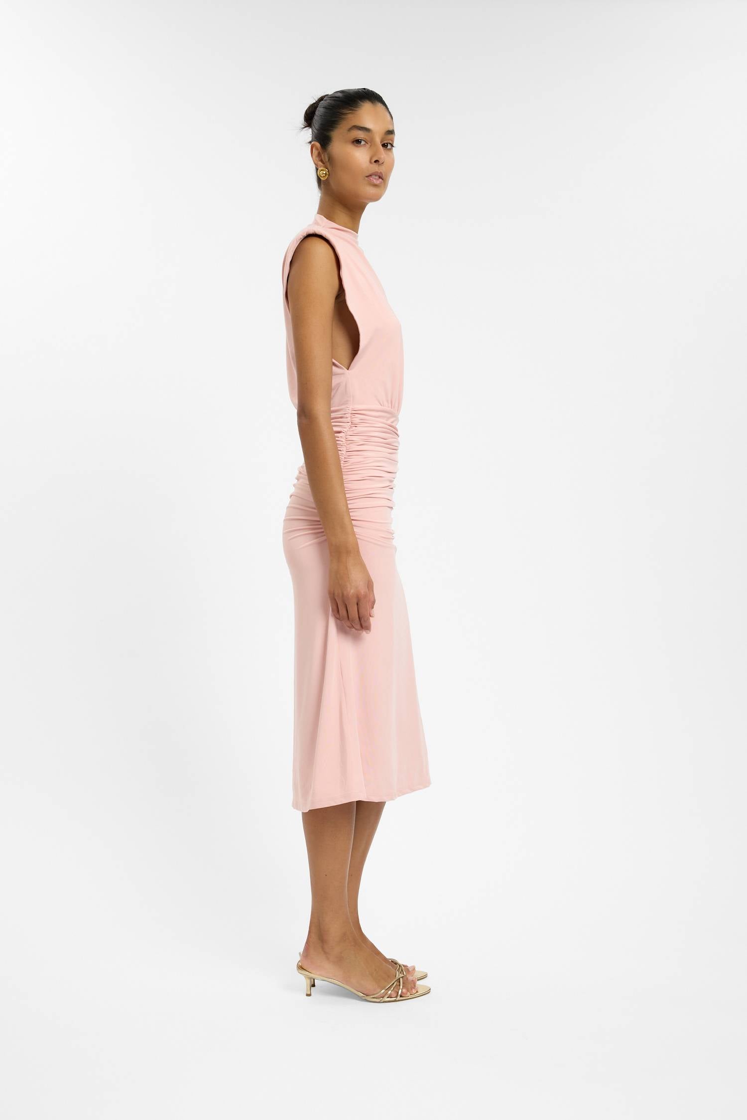 Structured Shoulder Midi Dress | Musk