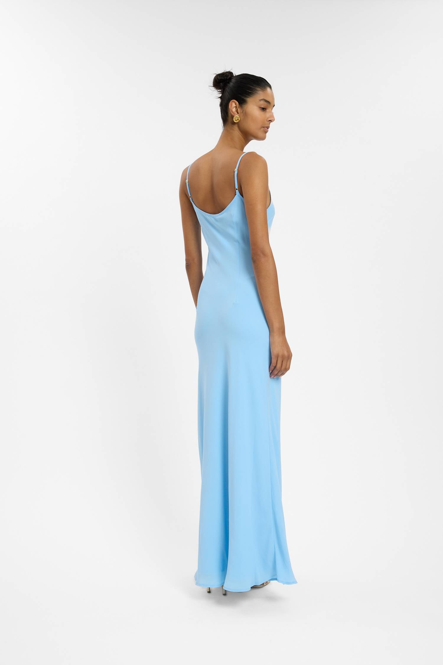 blue maxi dresses australia Blaise Blue Satin Maxi Dress