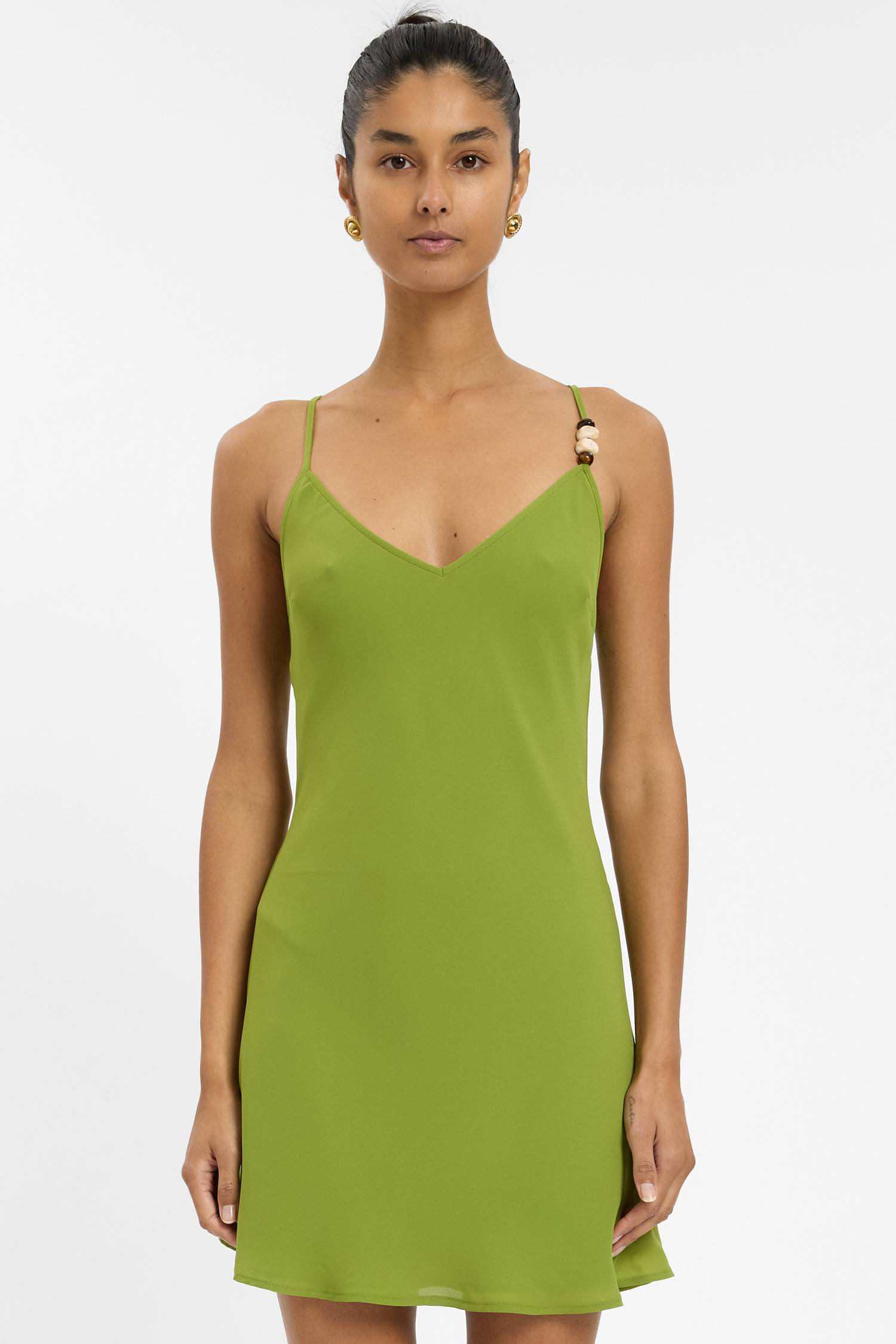 Georgette Mini Dress | Beaded Emerald