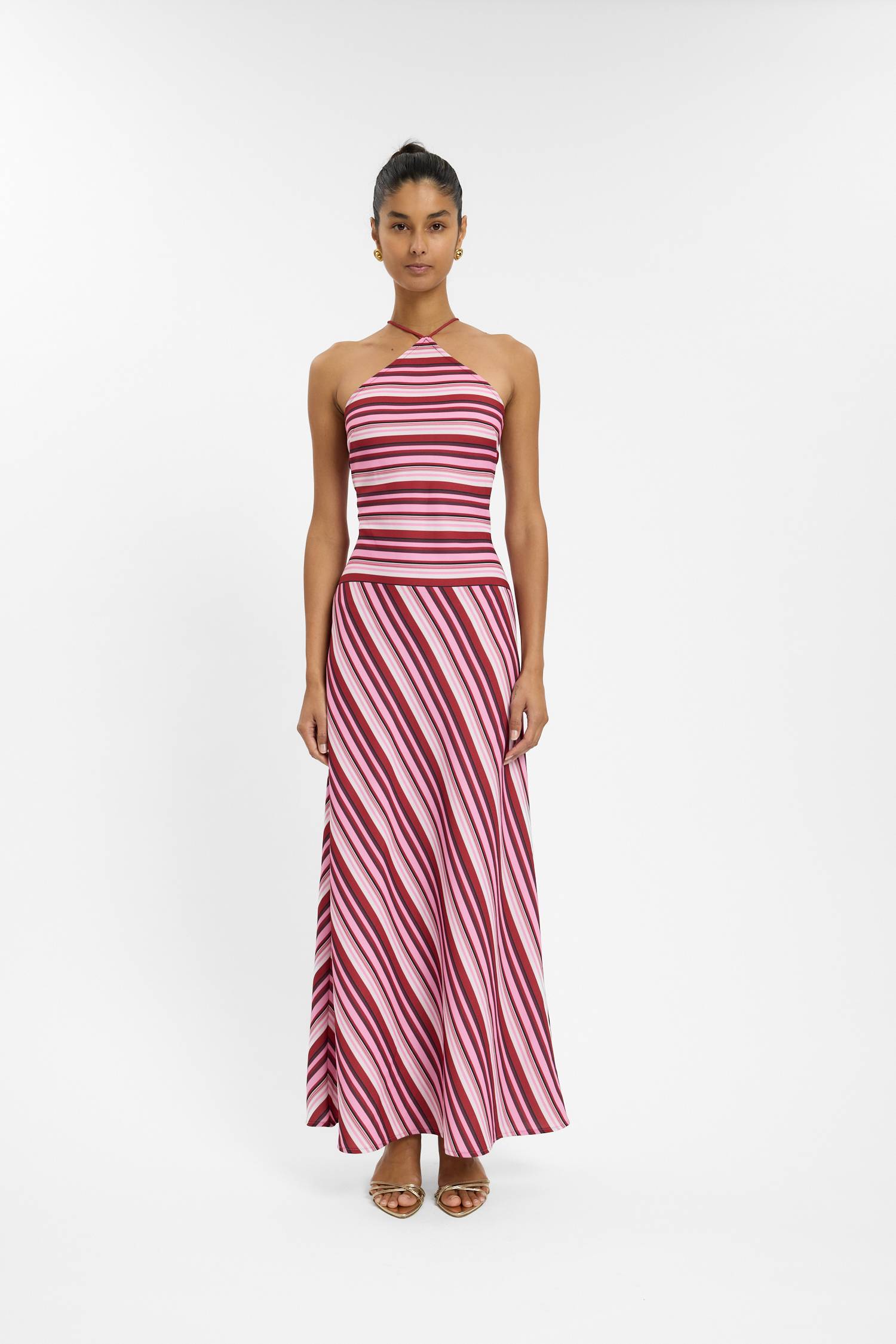 Halter Maxi Dress | Magenta Stripe