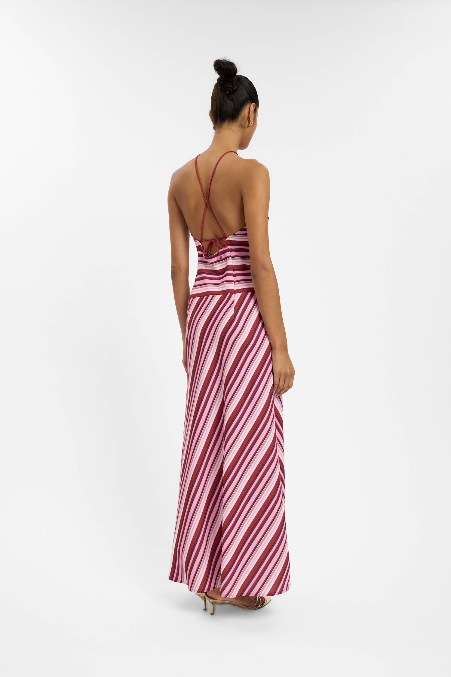 Halter Maxi Dress | Magenta Stripe