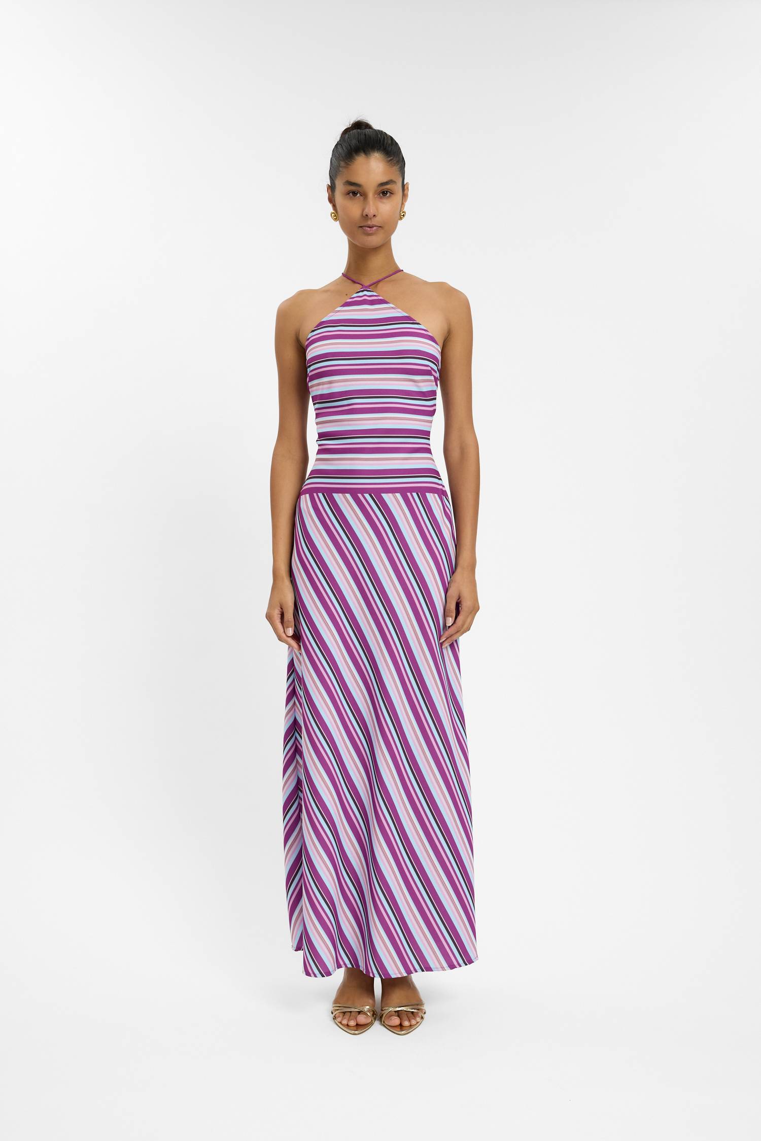 Halter Maxi Dress | Violet Stripe