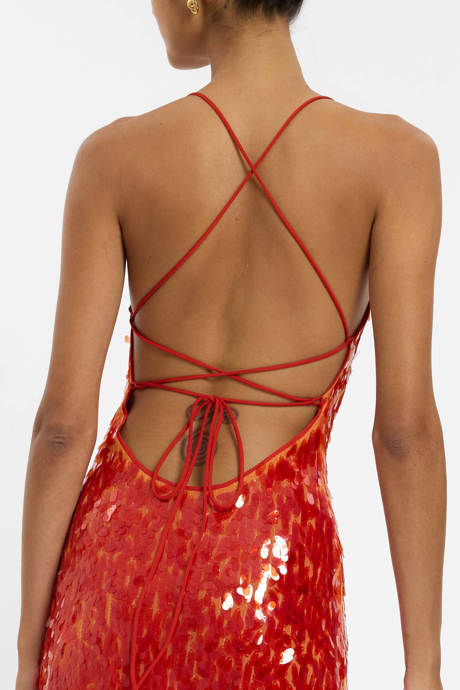 Backless Gown | Burnt Orange Sequin WITH HARPER LU Backless Gown | Burnt Orange Sequin WITH HARPER LU