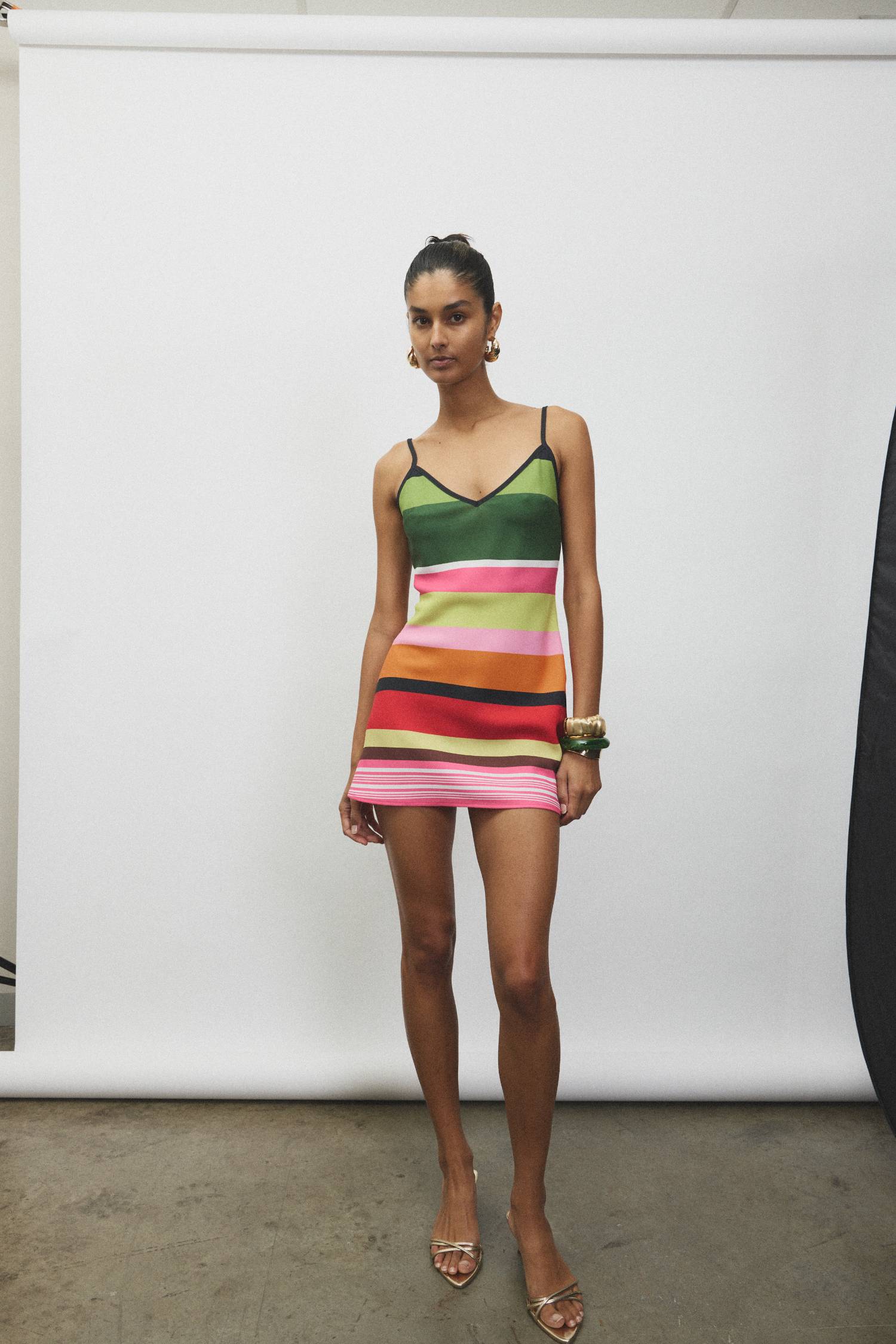 Bias Mini Dress | Emerald Stripe