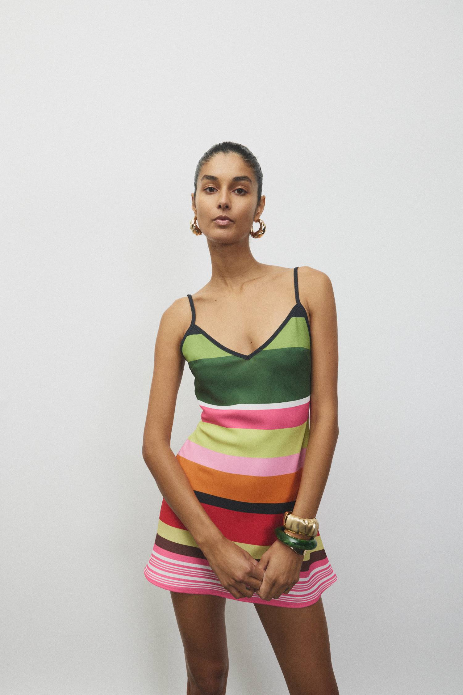 Bias Mini Dress | Emerald Stripe