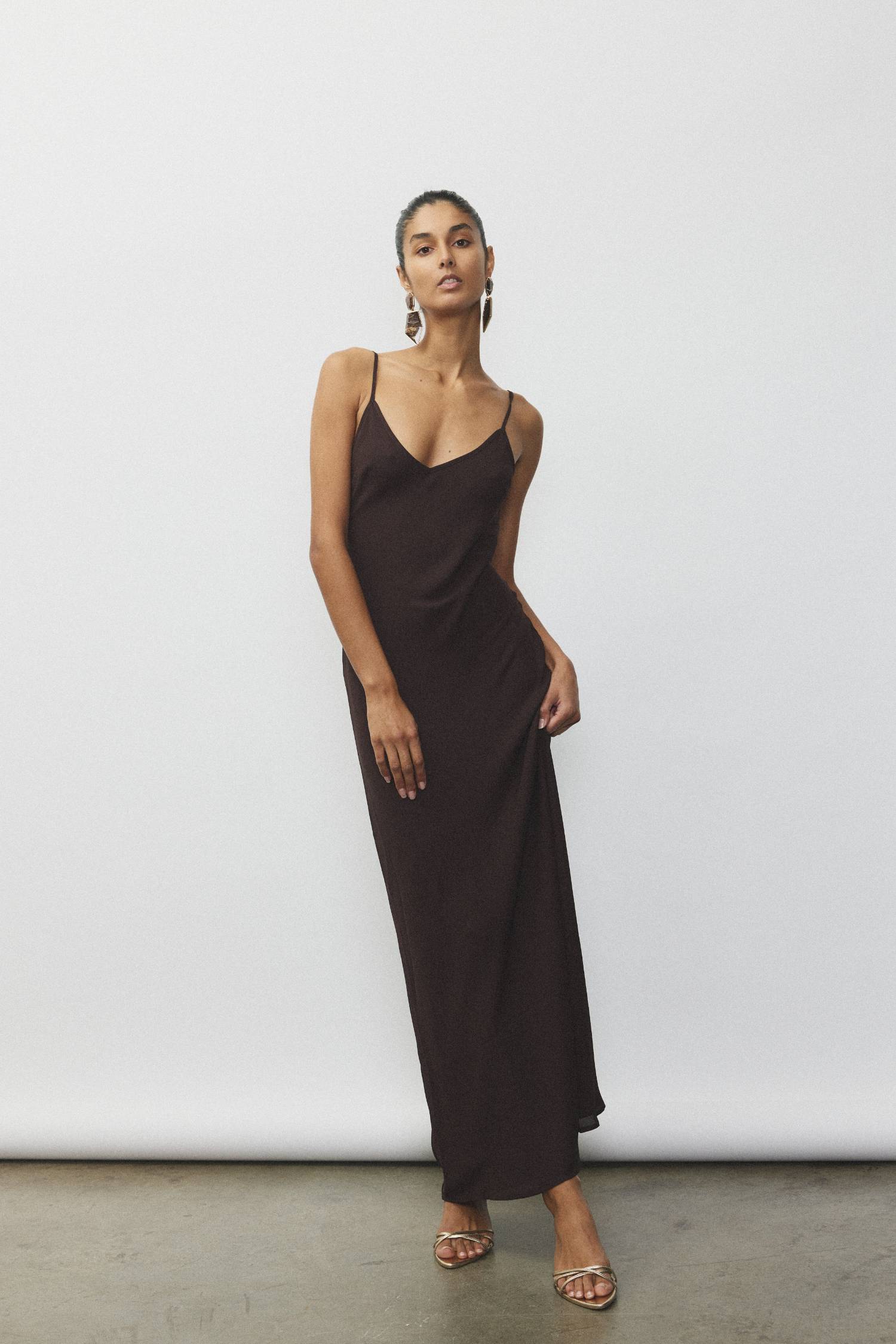 Georgette Maxi Dress | Chocolate