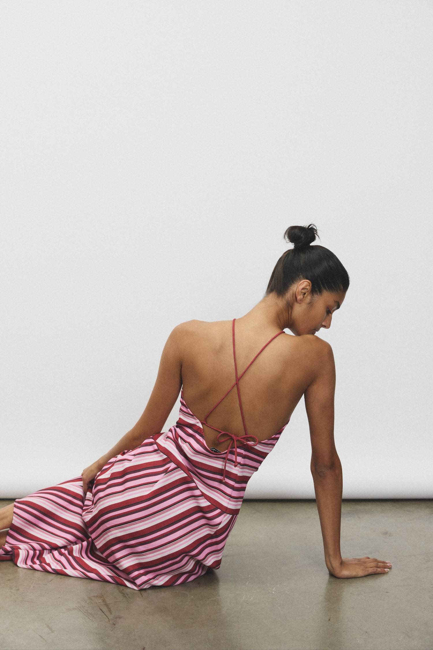 Halter Maxi Dress | Magenta Stripe
