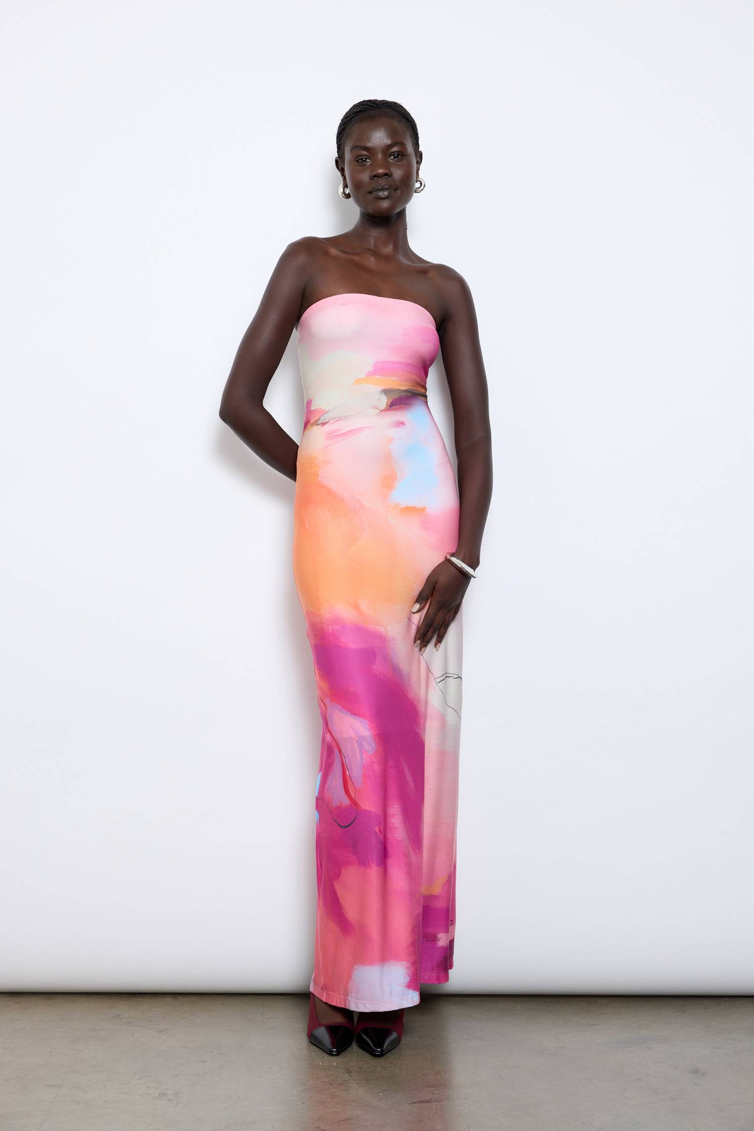Strapless Slip Dress | Abstract Art