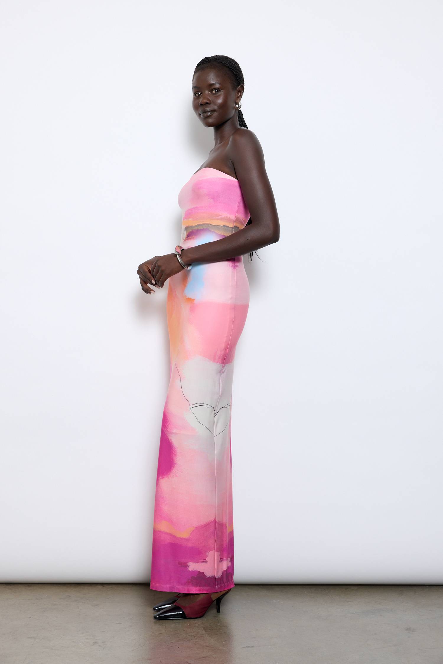 Strapless Slip Dress | Abstract Art