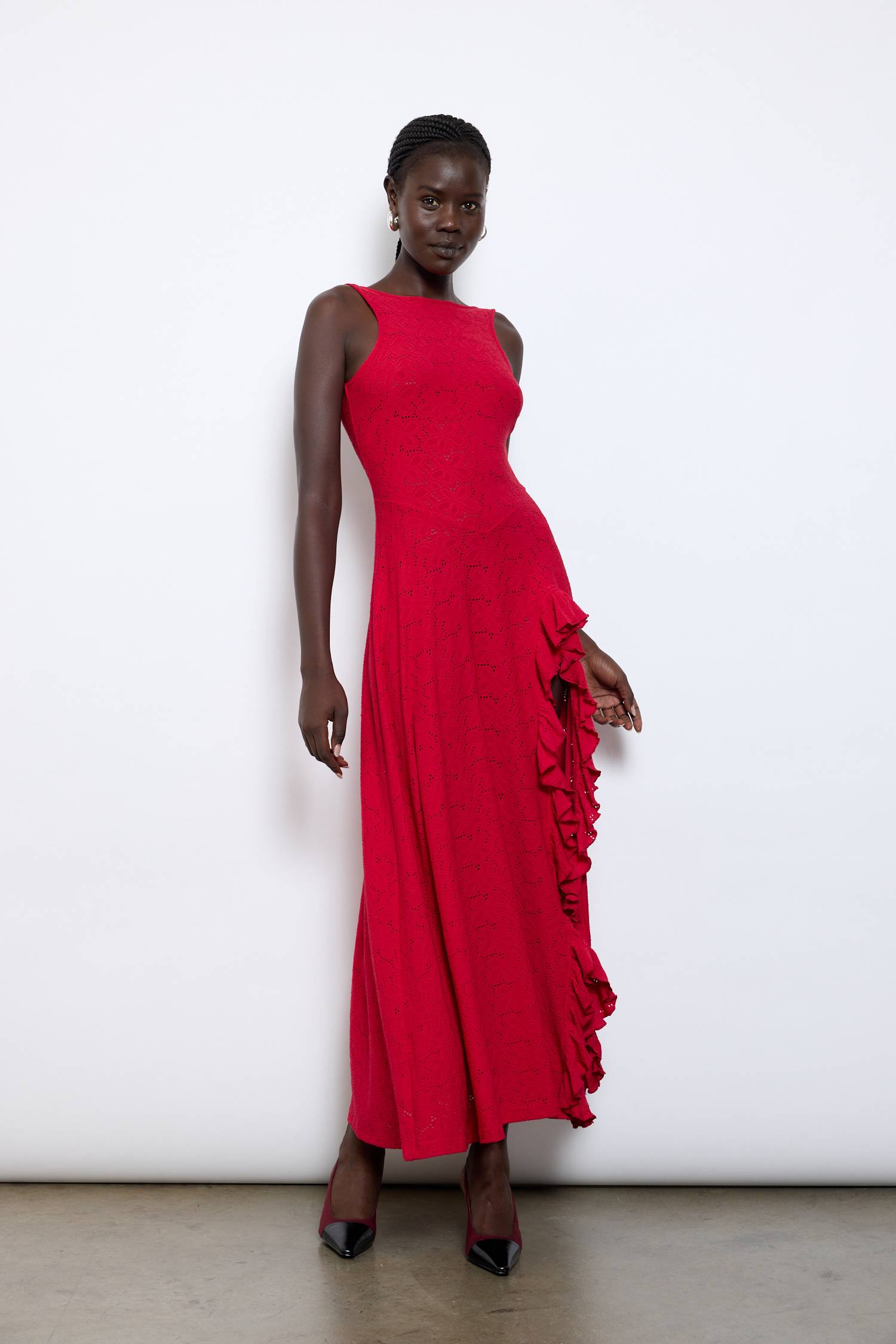 Ruffled Maxi Dress | Deep Red
